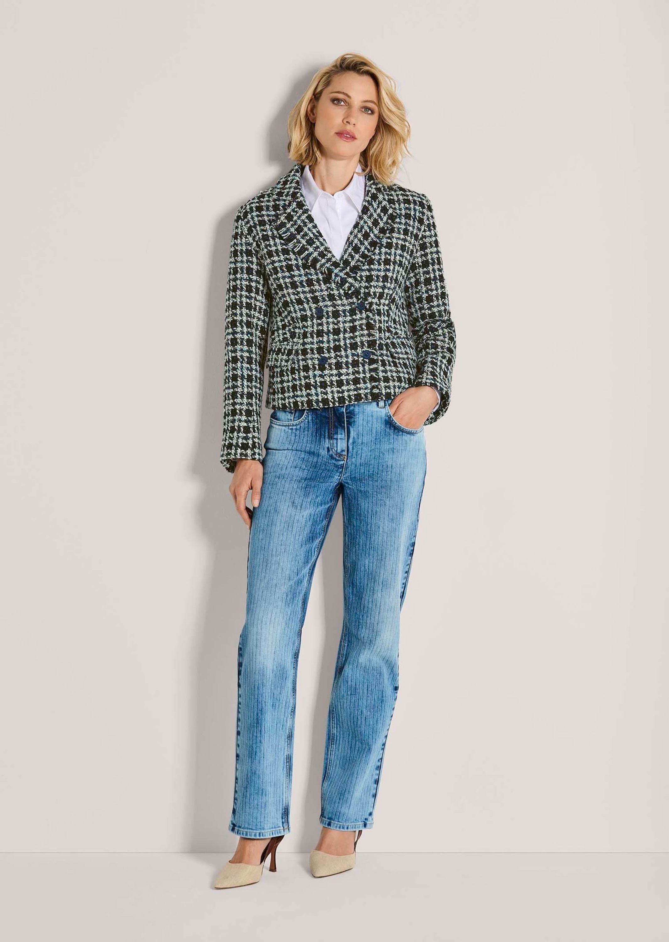 MADELEINE Jackenblazer "Tweed-Blazer Modischer Zweireiher mit Fransen" Twee günstig online kaufen