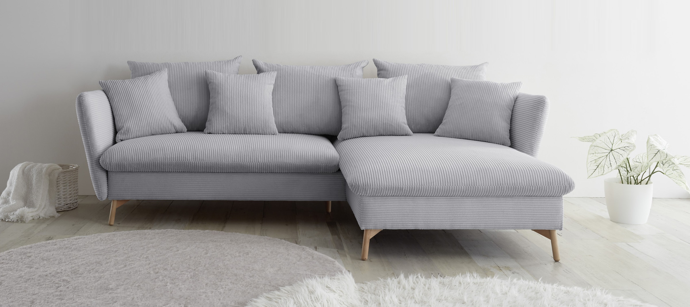 OTTO home Ecksofa "MERLE, 258 cm, L-Form, traumhafter Cord," mit Bettfunkti günstig online kaufen