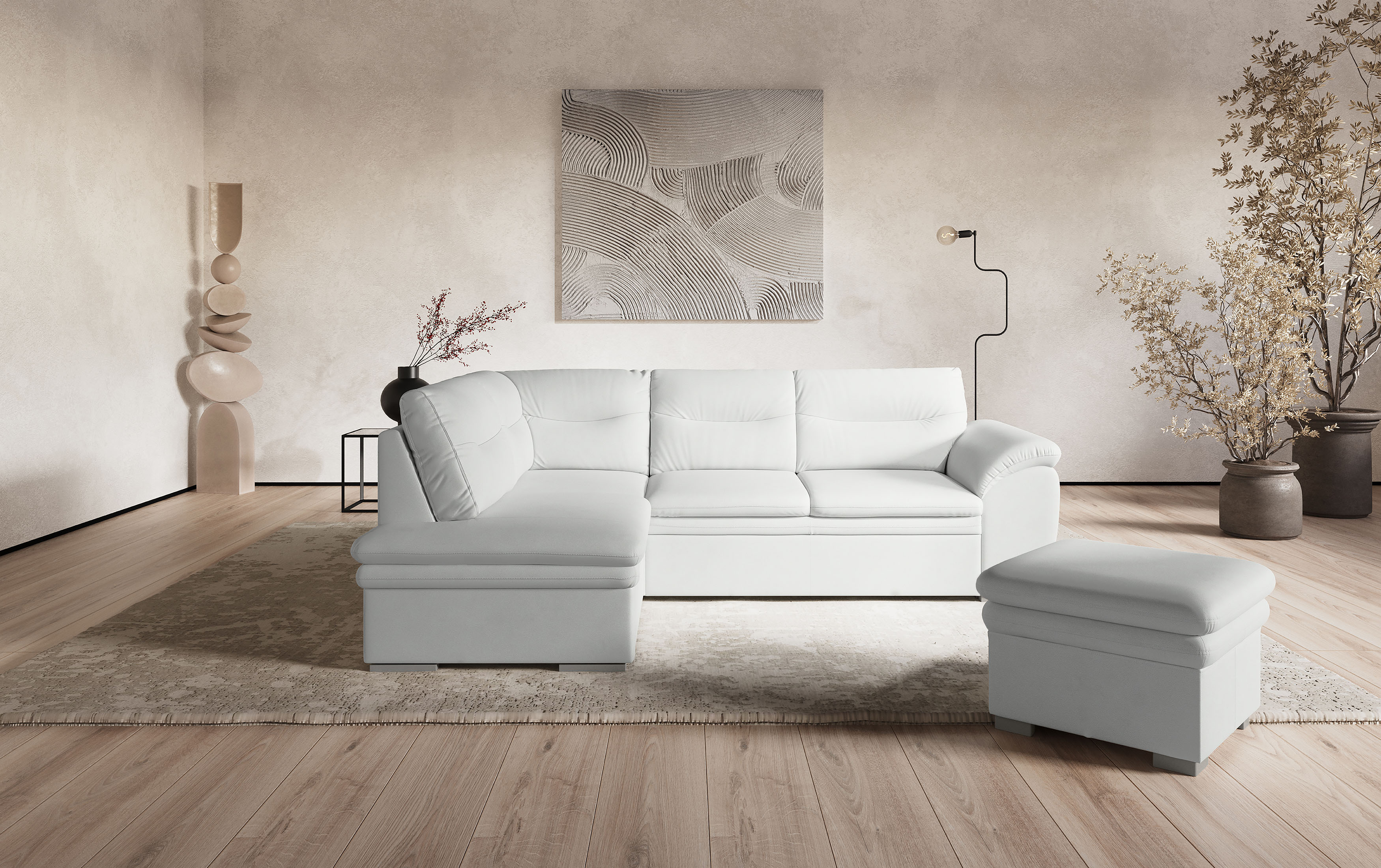COTTA Ecksofa "Leandra L-Form" wahlweise mit Schlaffunktion & Bettkasten