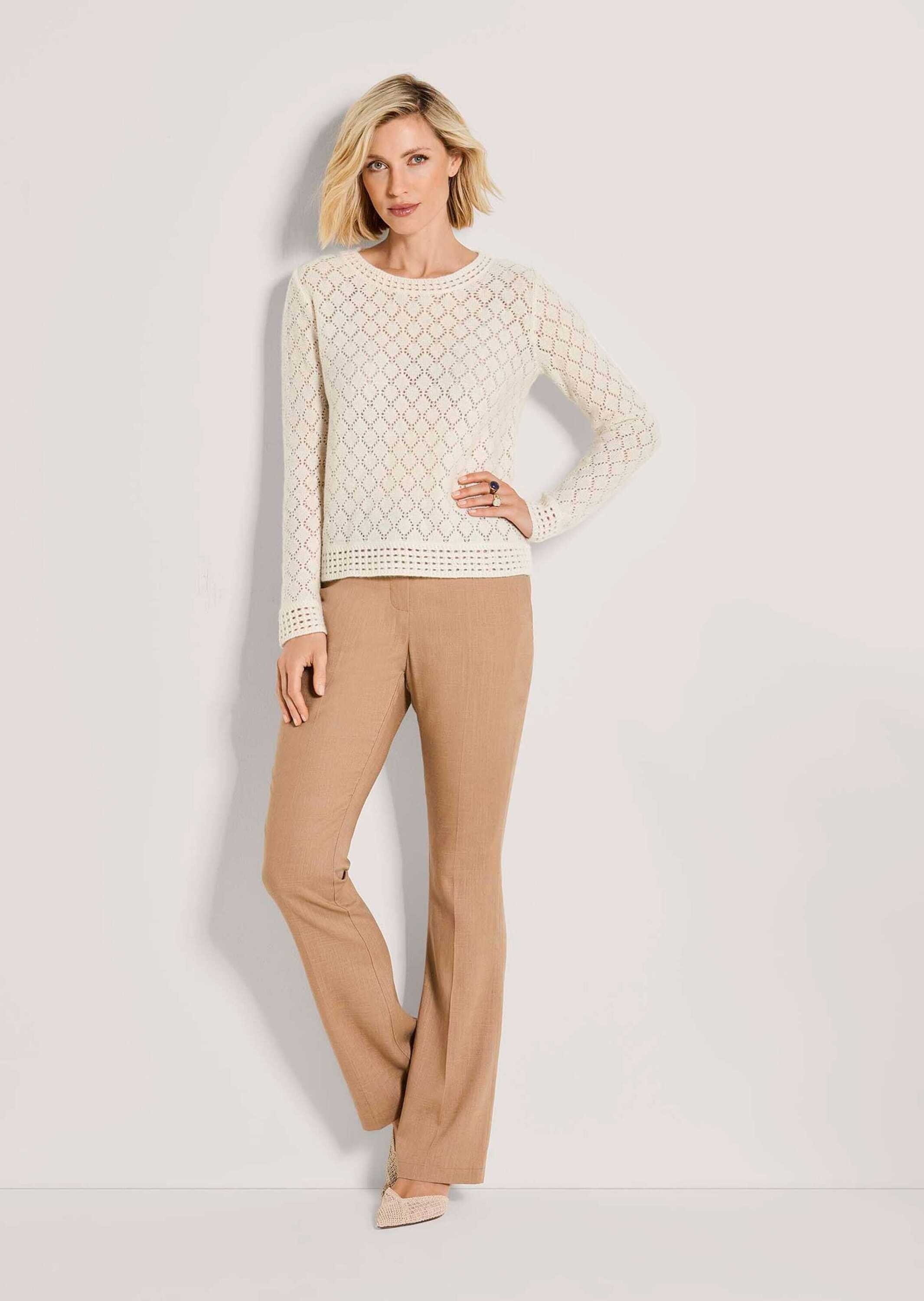 MADELEINE Longpullover "Kaschmirpullover Sommerpulli mit Ajourmuster" günstig online kaufen