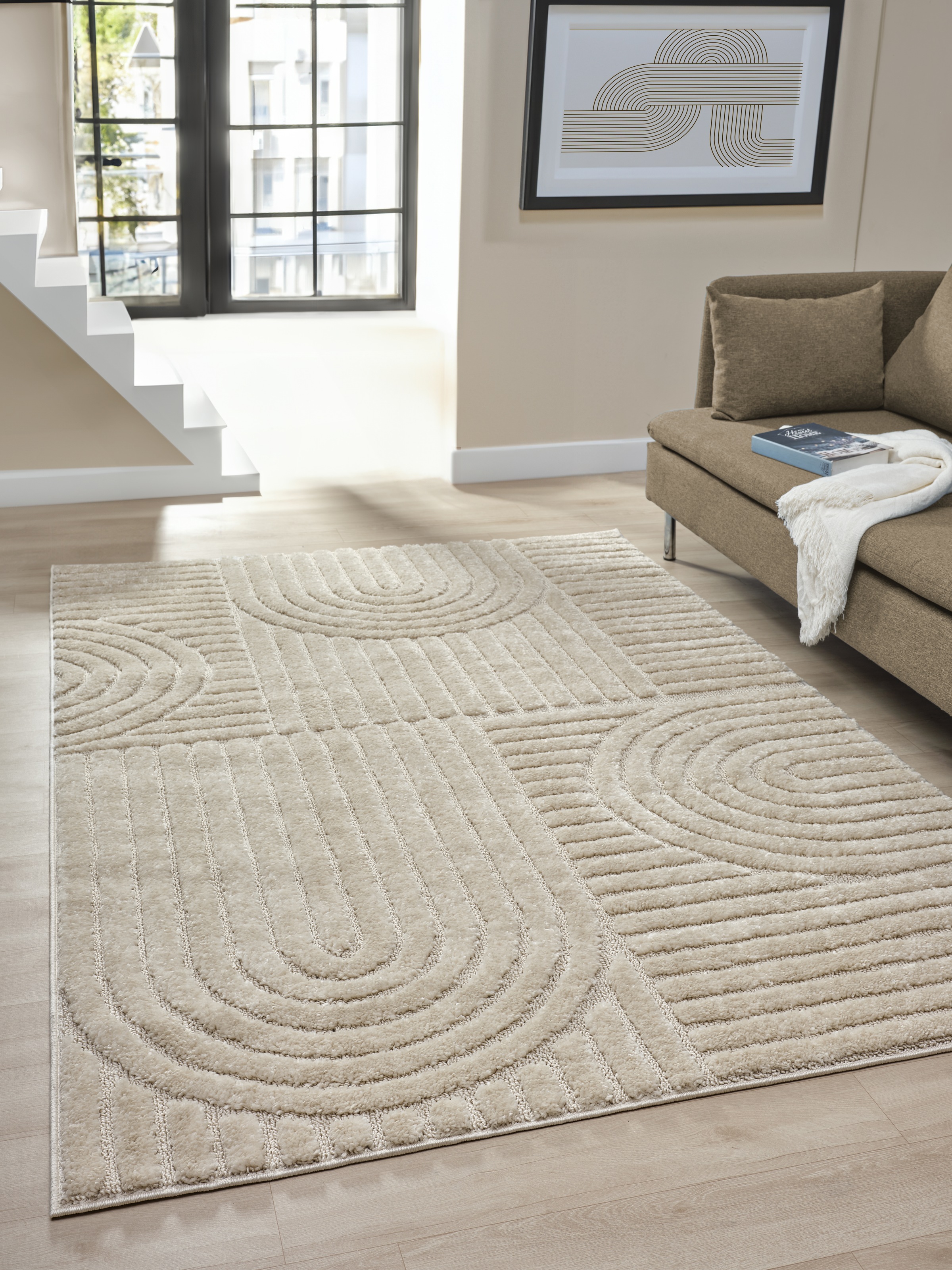 OTTO home Teppich »Jonne«, rechteckig, 20 mm Höhe, Boho Design, 3D Optik, Scandi, Wohnzimmer, Schlafzimmer