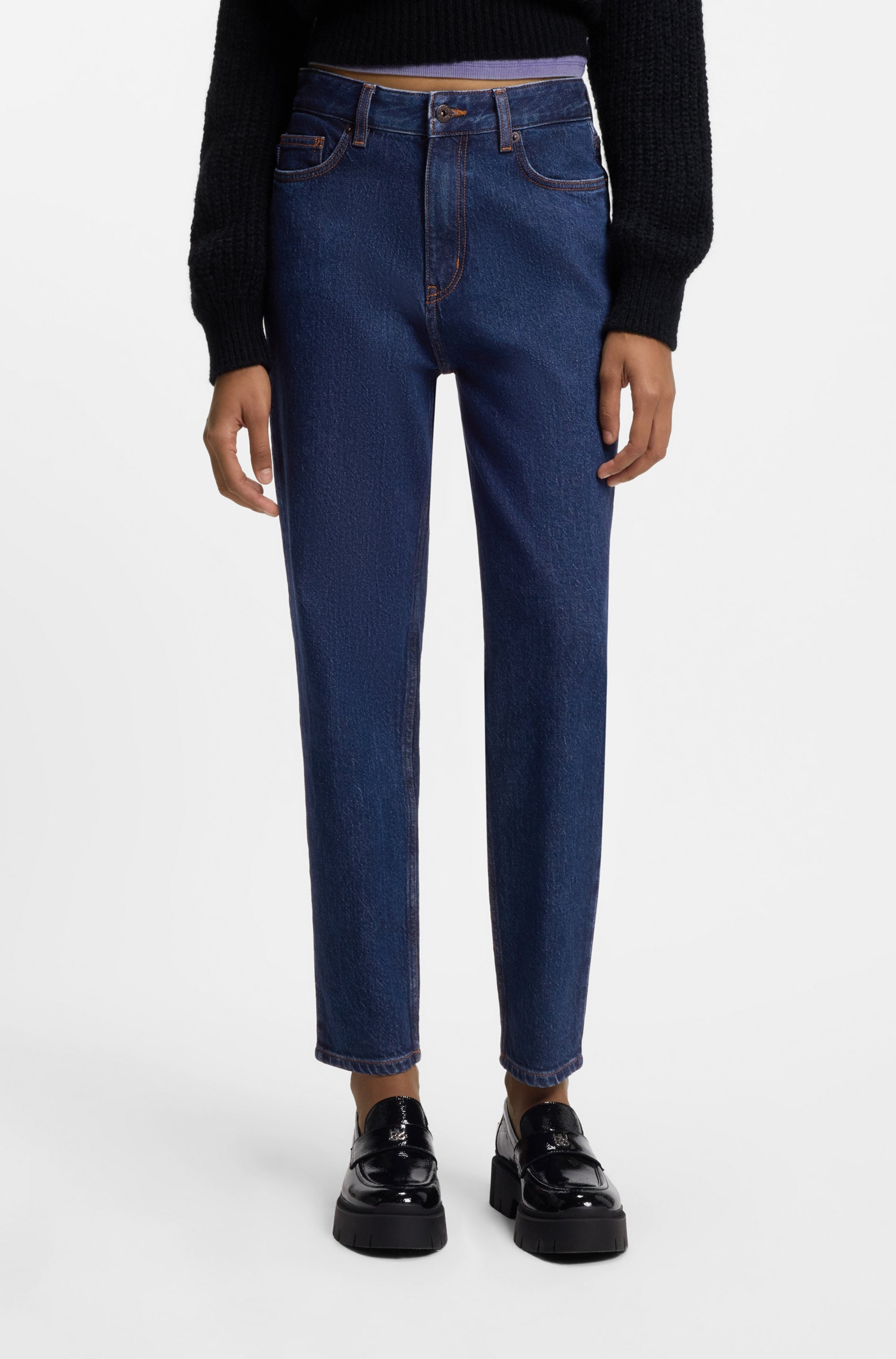 HUGO BLUE Damen Mom-Jeans "Noe"navy 410, Gr. 31, Jeans, Obermaterial: 99% Baumwolle, 1% Elasthan, Jeans, Straight Fit Jeans mit hoher Leibhöhe