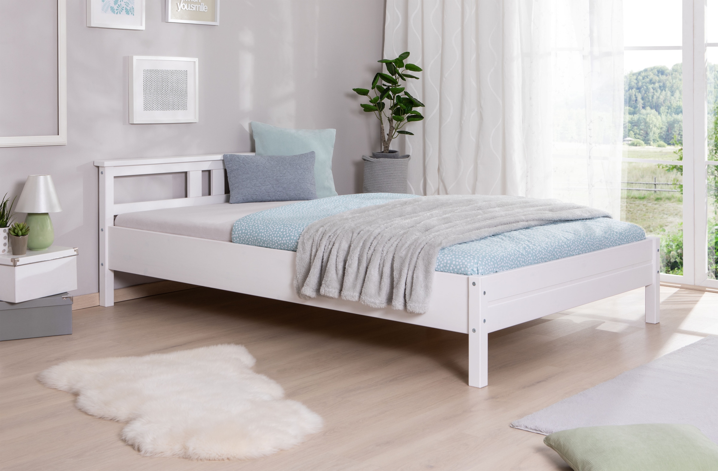 Ticaa Futonbett »Merci«, Einzelbett, aus Kiefer Massivholz, inkl. Rollrost