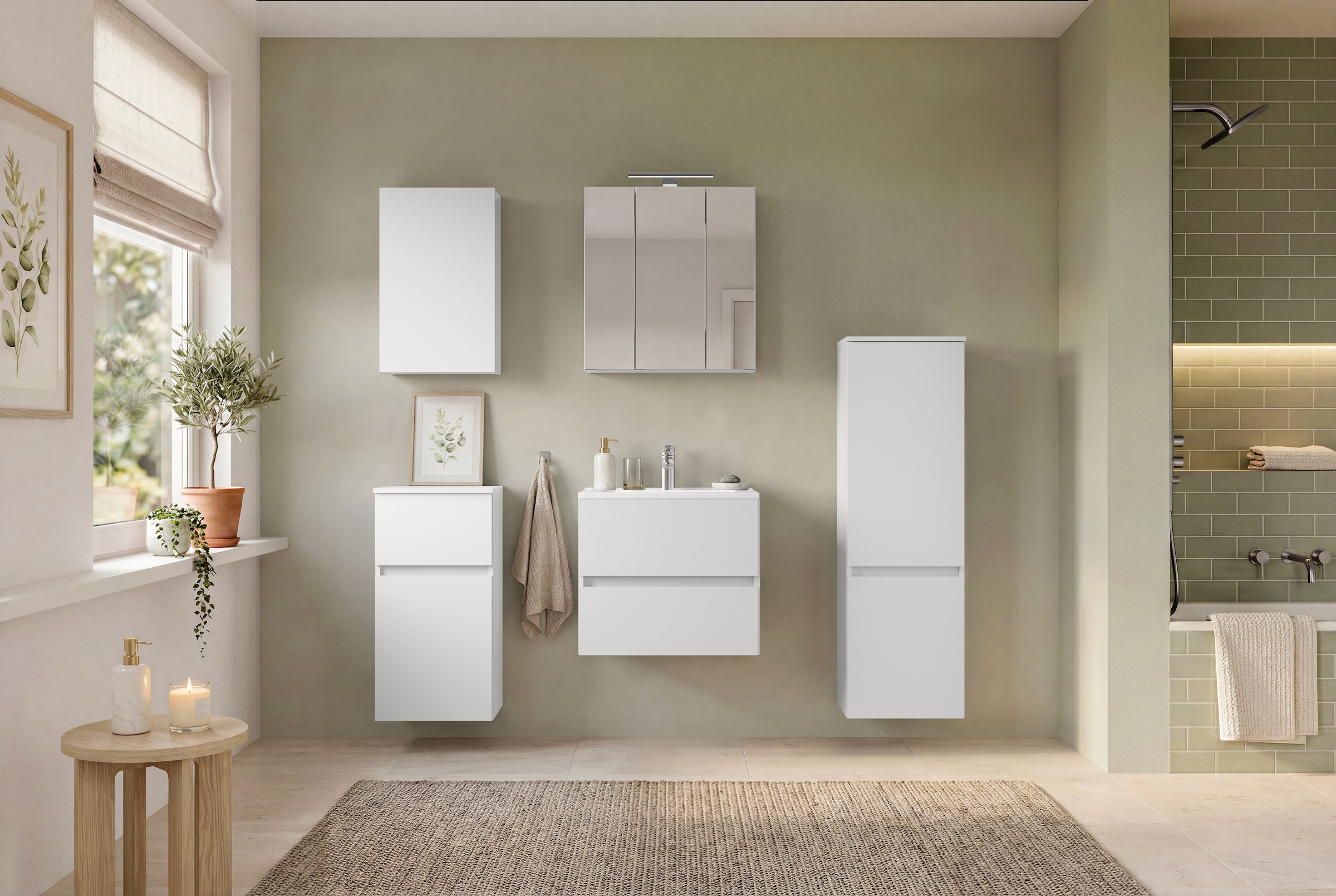OTTO home Waschtisch »TRENTO, 2 Auszüge inklusive Becken und Montagematerial« Maße (B/H/T): ca. 60/52/45 cm, Badmöbel, Waschtisch, Stauraum, modern