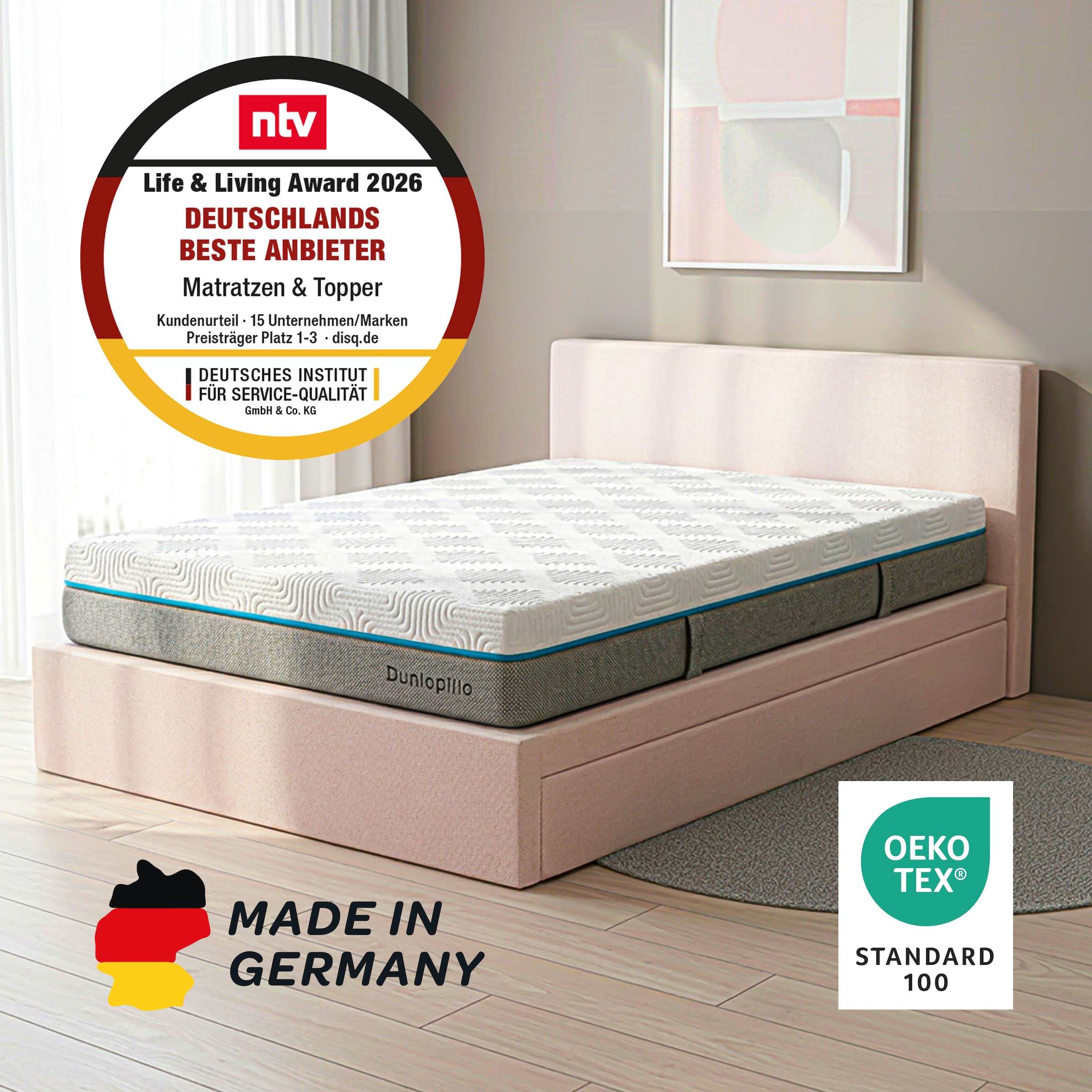 Dunlopillo Taschenfederkernmatratze »Dunlopillo Balance T, Matratze 90x200, 140x200 & mehr, Made in Germany« 23 cm hoch 1.000 Federn 1 Stk. tlg. präzise Körperanpassung & ausgezeichnete Punktelastizität