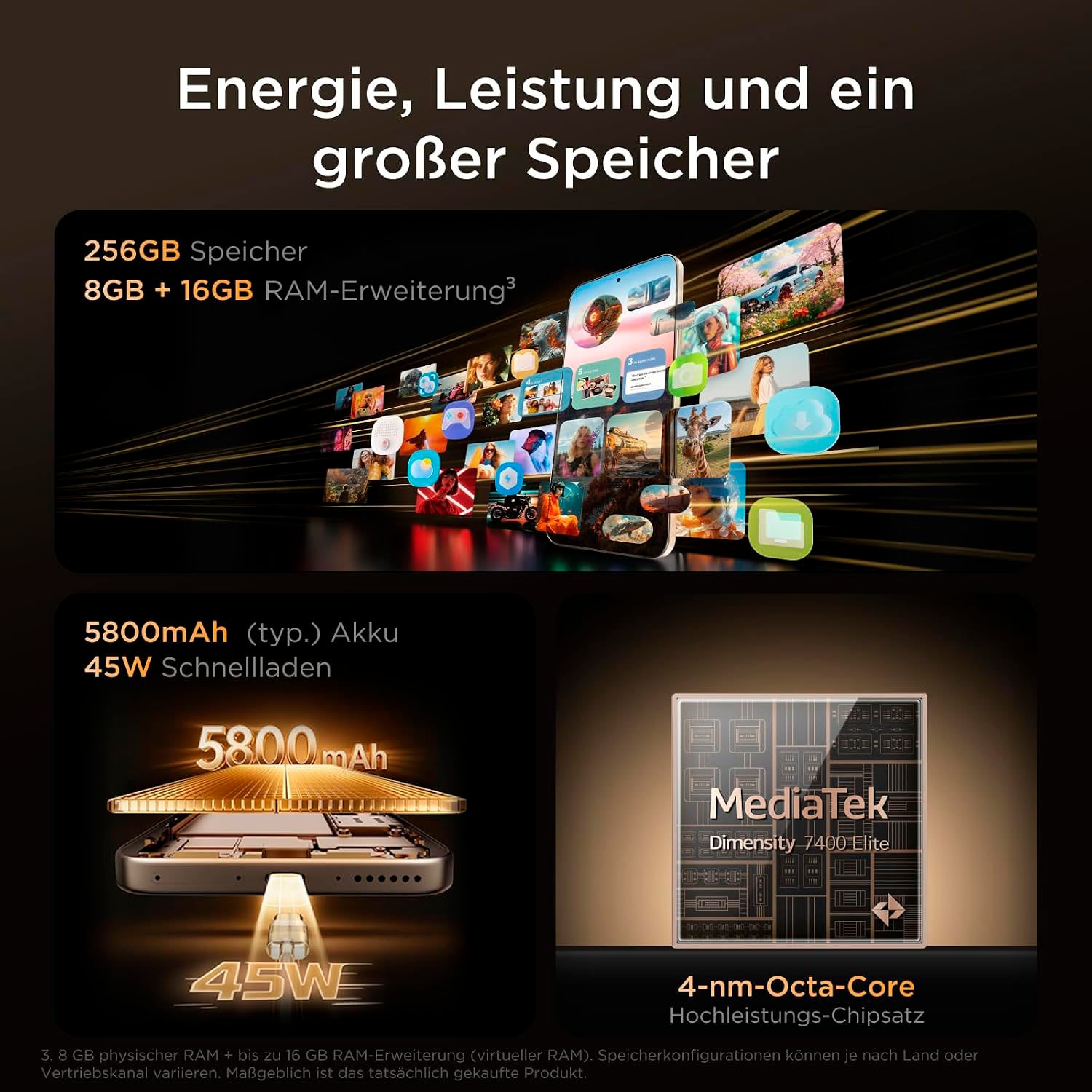 TCL Smartphone »P80 Pro 8+256GB« Sunlit Gold NXTPAPER-Technologie