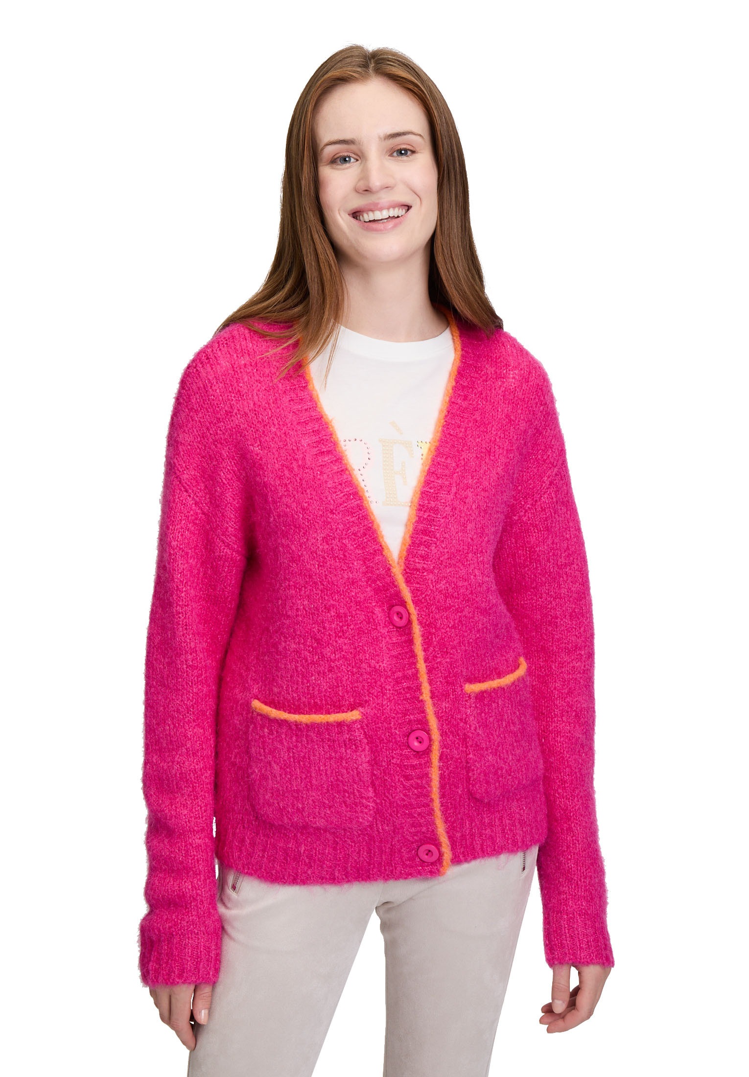 Cartoon Strickjacke "Cartoon Damen Strick-Cardigan mit V-Ausschnitt", Rippb günstig online kaufen