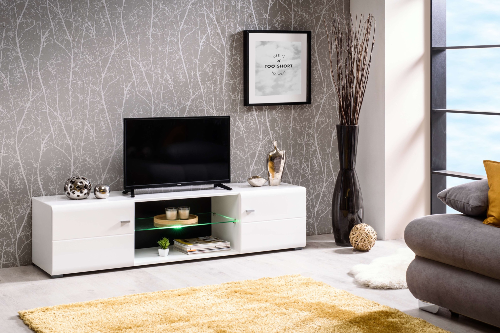 Home affaire Lowboard "Rex TV-Kommode TV-Lowboard" Hochglanzfront, Breite 170 cm, mit und ohne LED-Beleuchtung