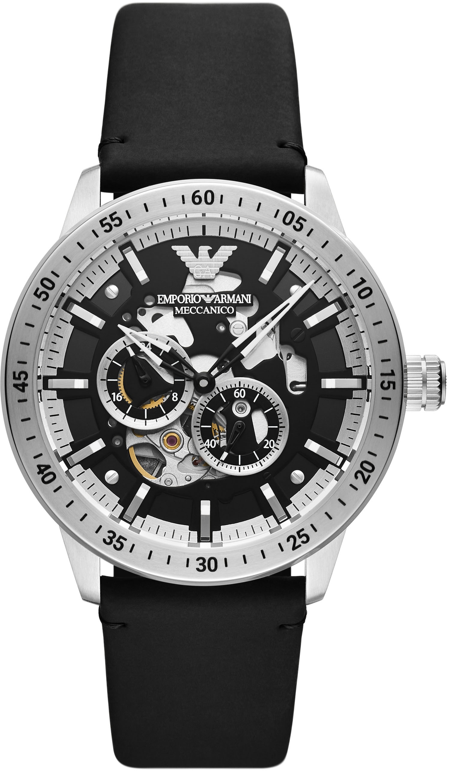 Emporio Armani Automatikuhr »AR60051«, Armbanduhr, Mechanische Uhr, Herrenuhr, offene Unruh, analog