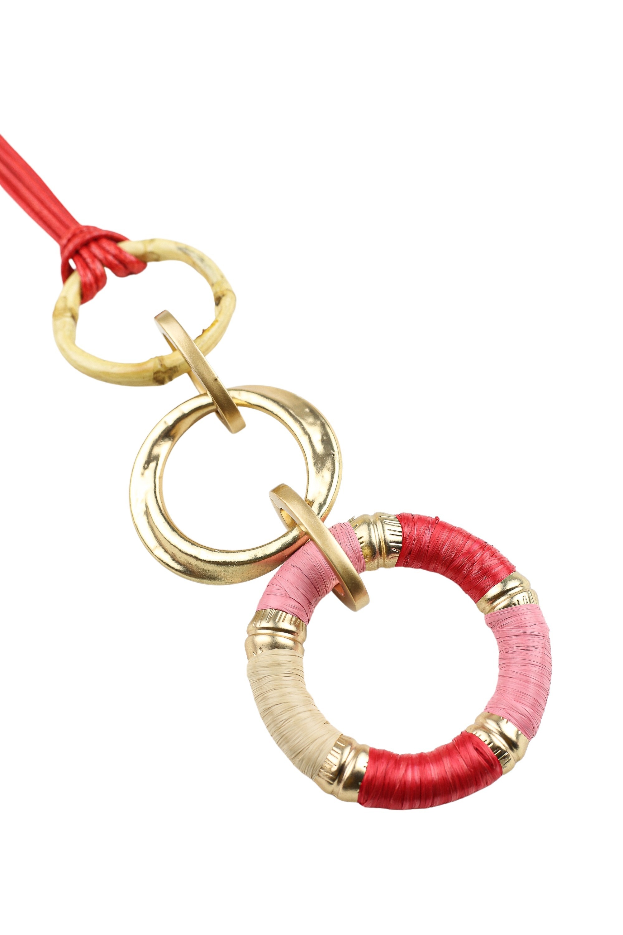 Lange Kette "Esmeralda", Damen, Gr. onesize, Metall, rot, COLLEZIONE ALESSANDRO, Basic, Halsketten, mit drei verschiedenen Anhängern in Ringform 2