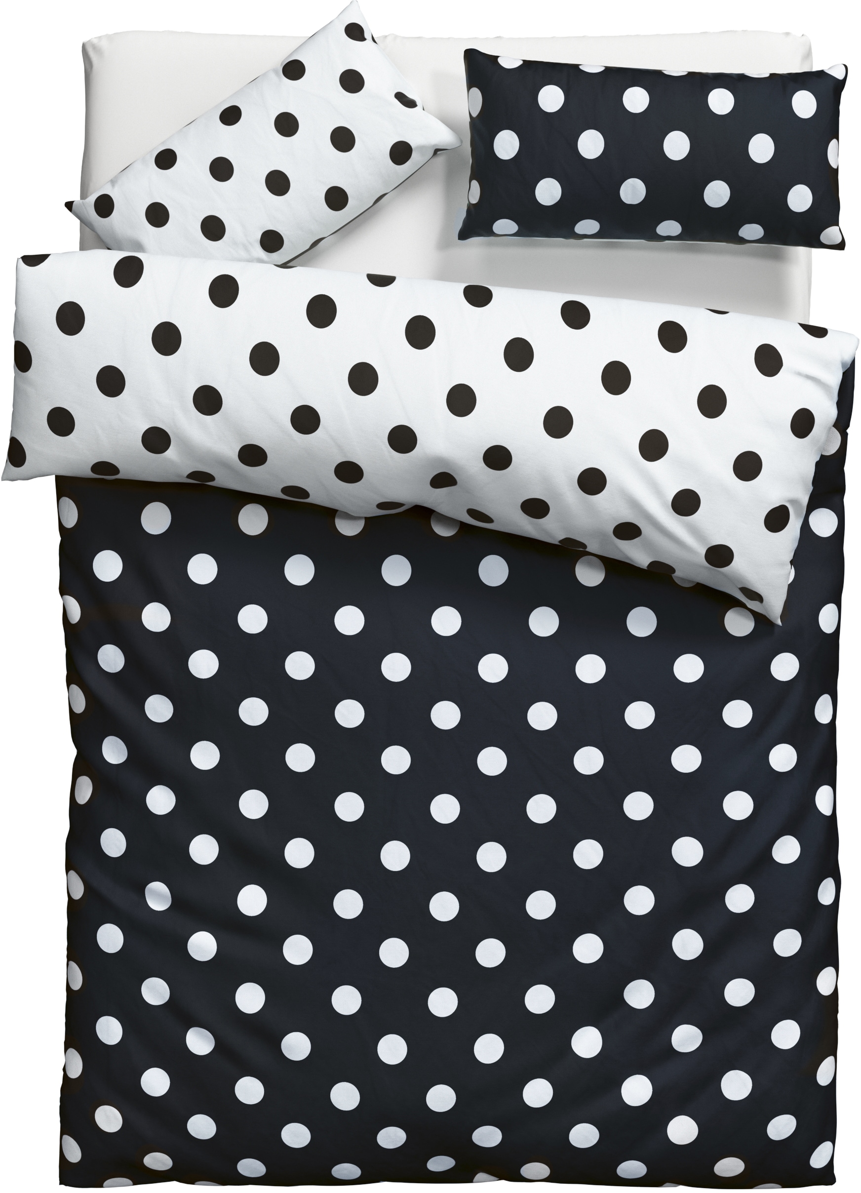 my home Wendebettwäsche »Dots« 2 Stk. tlg. ab Größe 135x200 cm, aus recyceltem Material, Bettwäsche mit Punkten