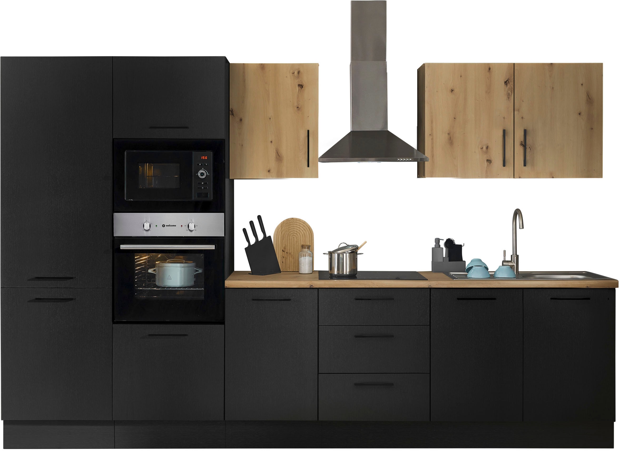 BASIC by Balculina Küchenzeile "Turin" Breite 330 cm, wahlweise mit E-Geräten