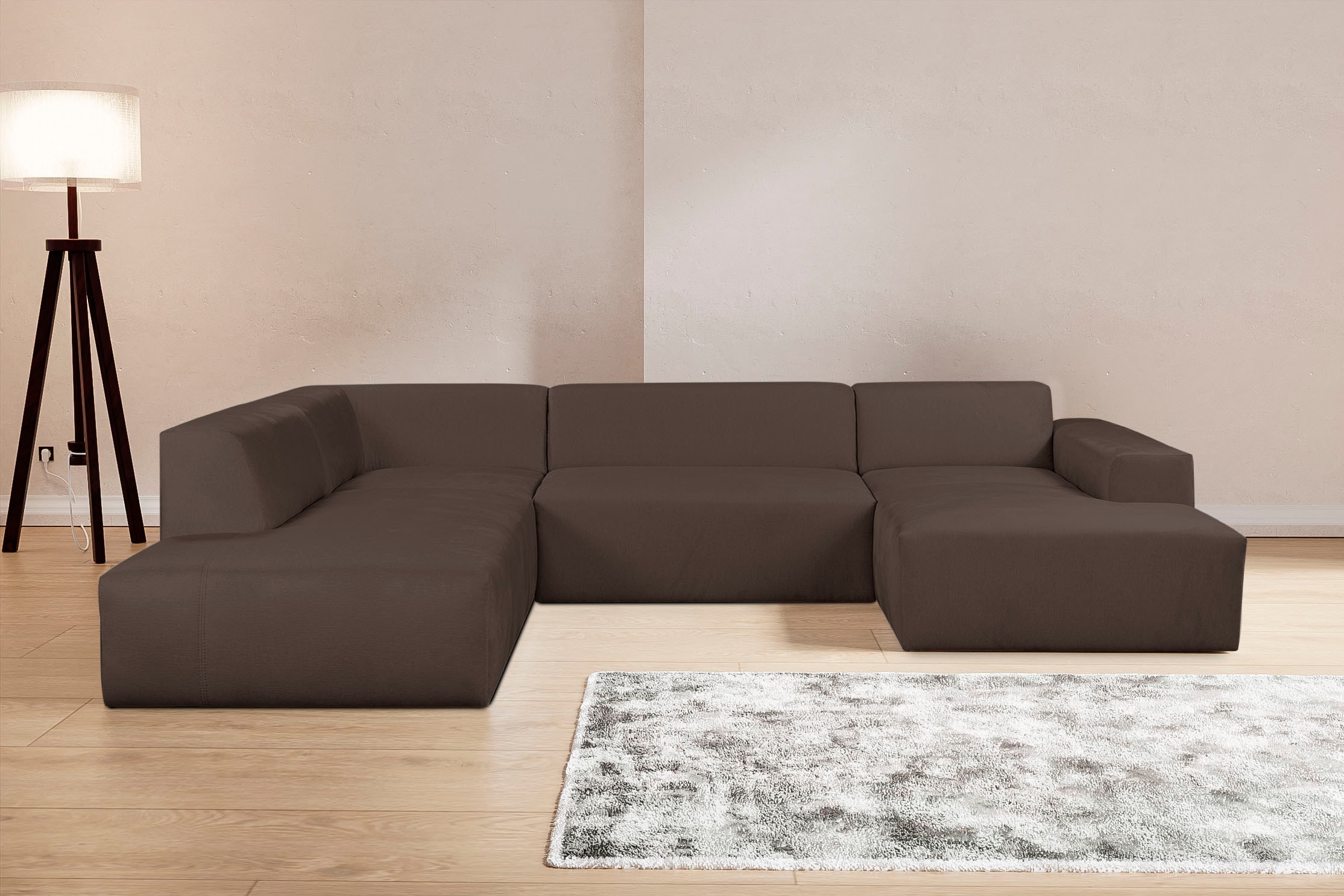 WERK2 Wohnlandschaft "Zeus-U 330 cm breit, viel Platz, modern und zeitlos" Curvy Trend mit urbaner Optik auch in weichem Cord, U-Form