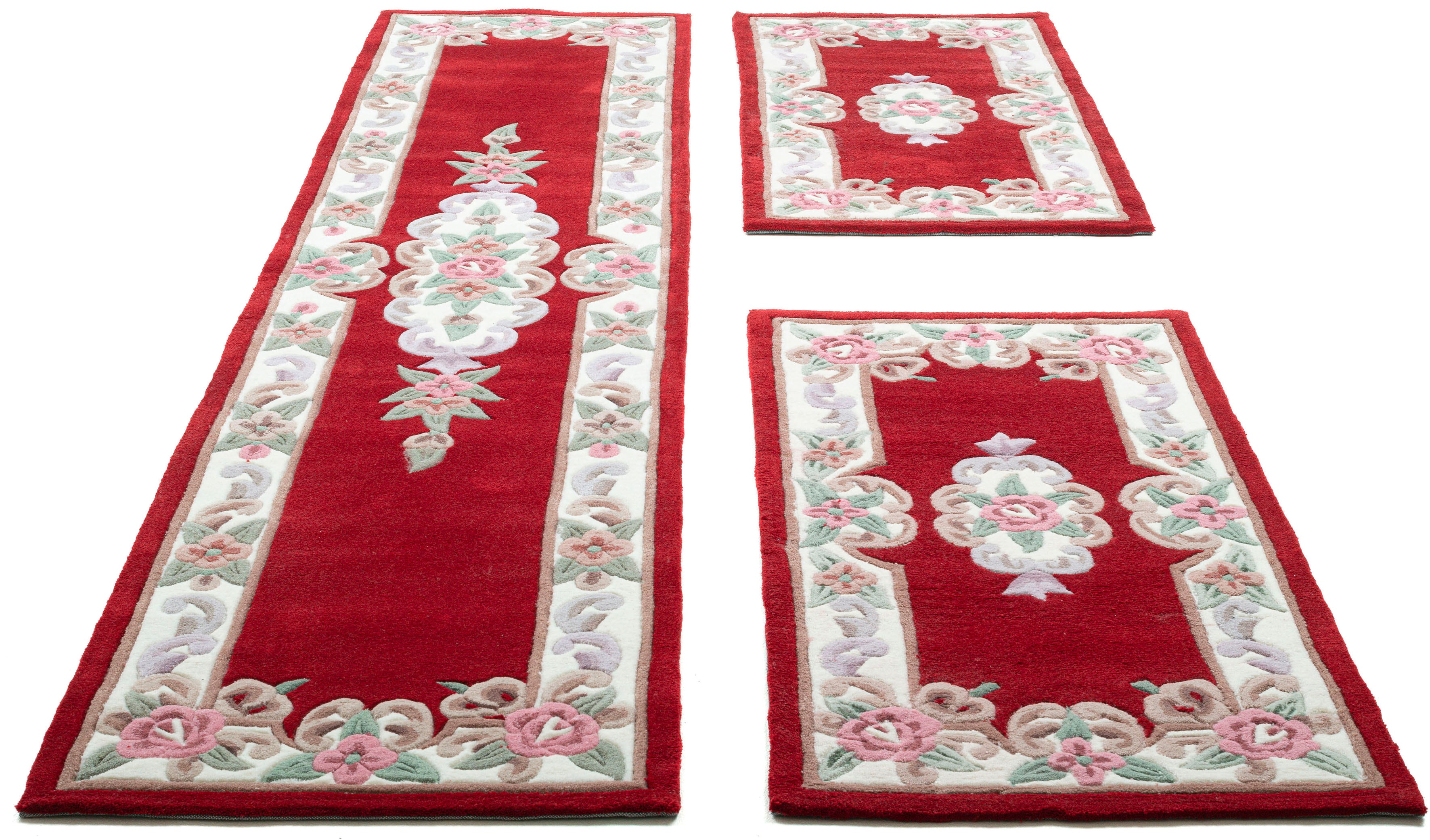 Bettumrandung THEKO, H:14mm, rot, Obermaterial: 100% Polyacryl, Schlafzimmer, Bettumrandungen, "Ming", Bettvorleger, Läufer-Set, hochwertiges