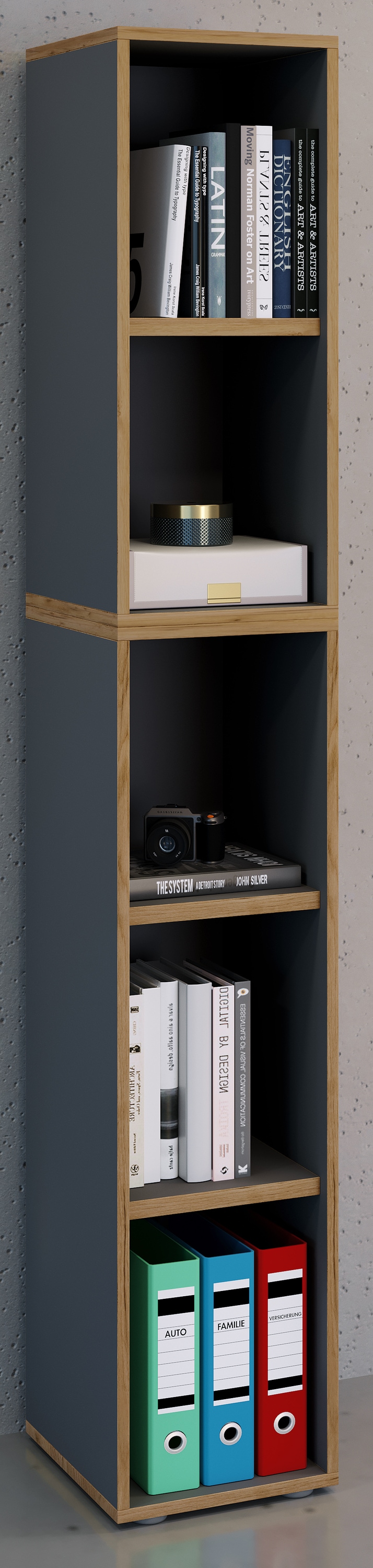 VCM Aktenregal »VCM Holzregal stehend | platzsparender Aktenschrank | Maße ca. B. 30 x H. 183 x T. 33 cm | Elegantes Regal | Büroregal ¿ Salia 5fach B. 30 cm«