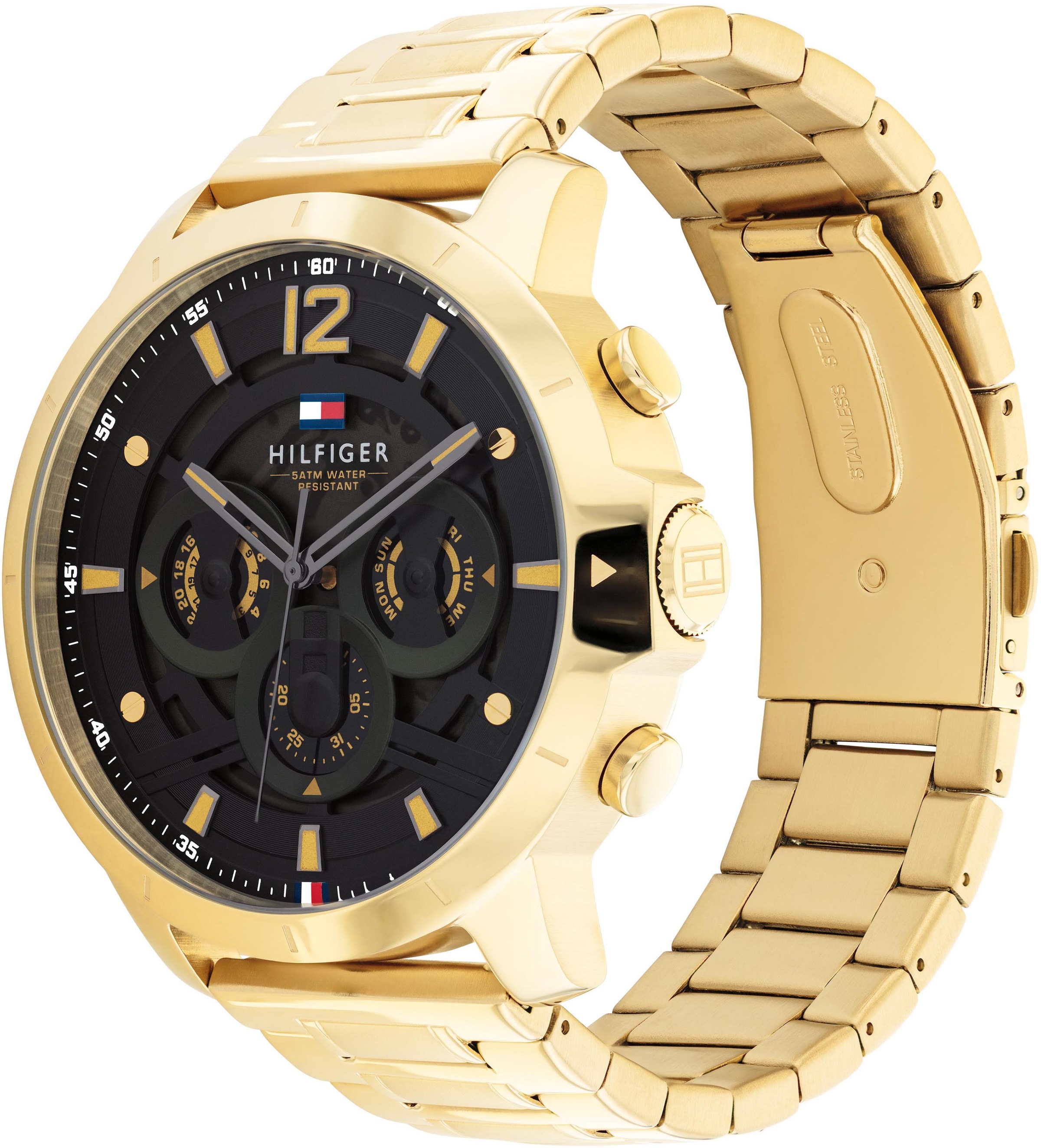 Tommy Hilfiger Multifunktionsuhr »LUCA«, Quarzuhr, Armbanduhr, Herrenuhr, Datum, Edelstahlarmband