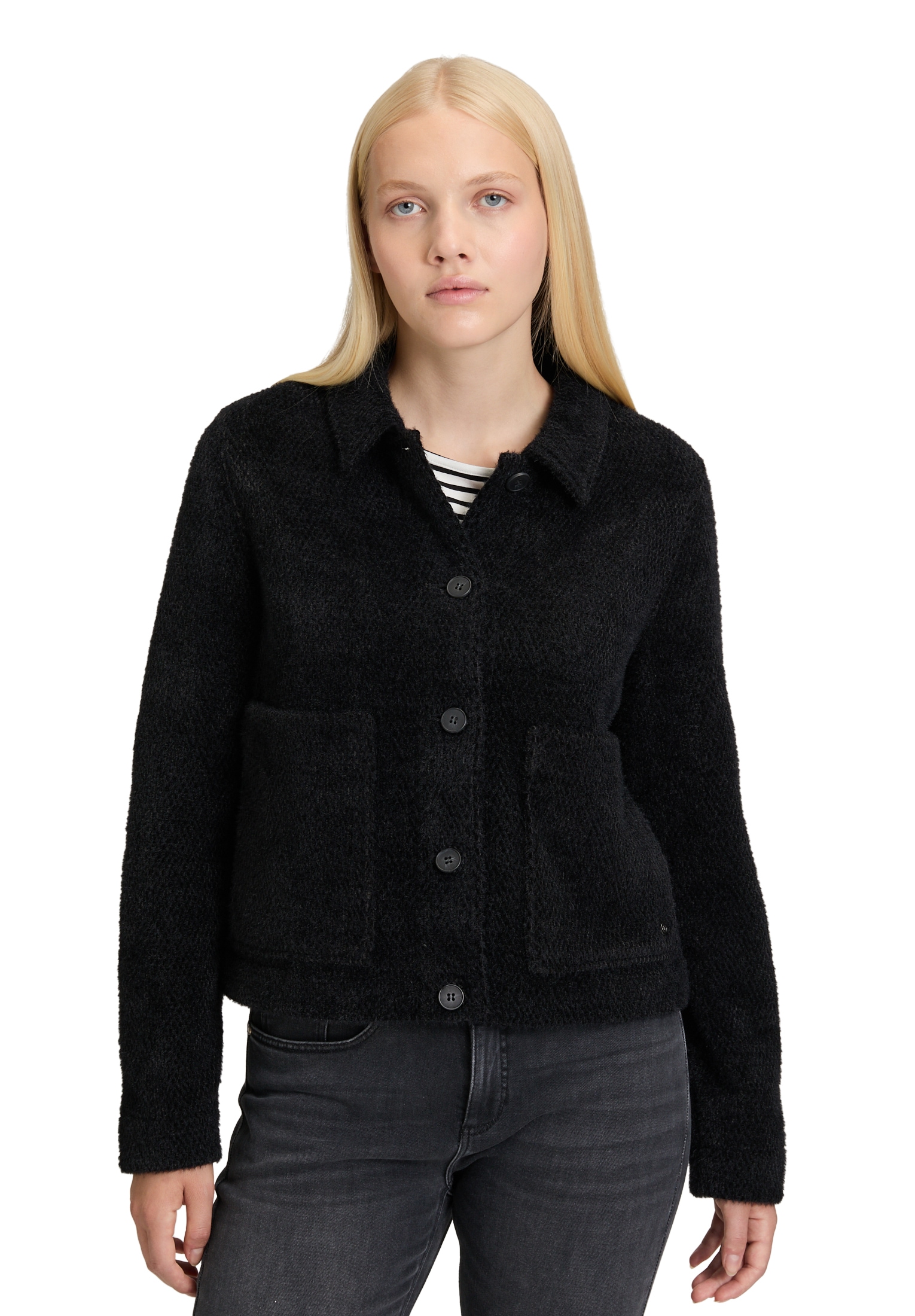 Betty&Co Sweatjacke "Betty & Co Damen Casual-Jacke mit Kragen", Struktur günstig online kaufen
