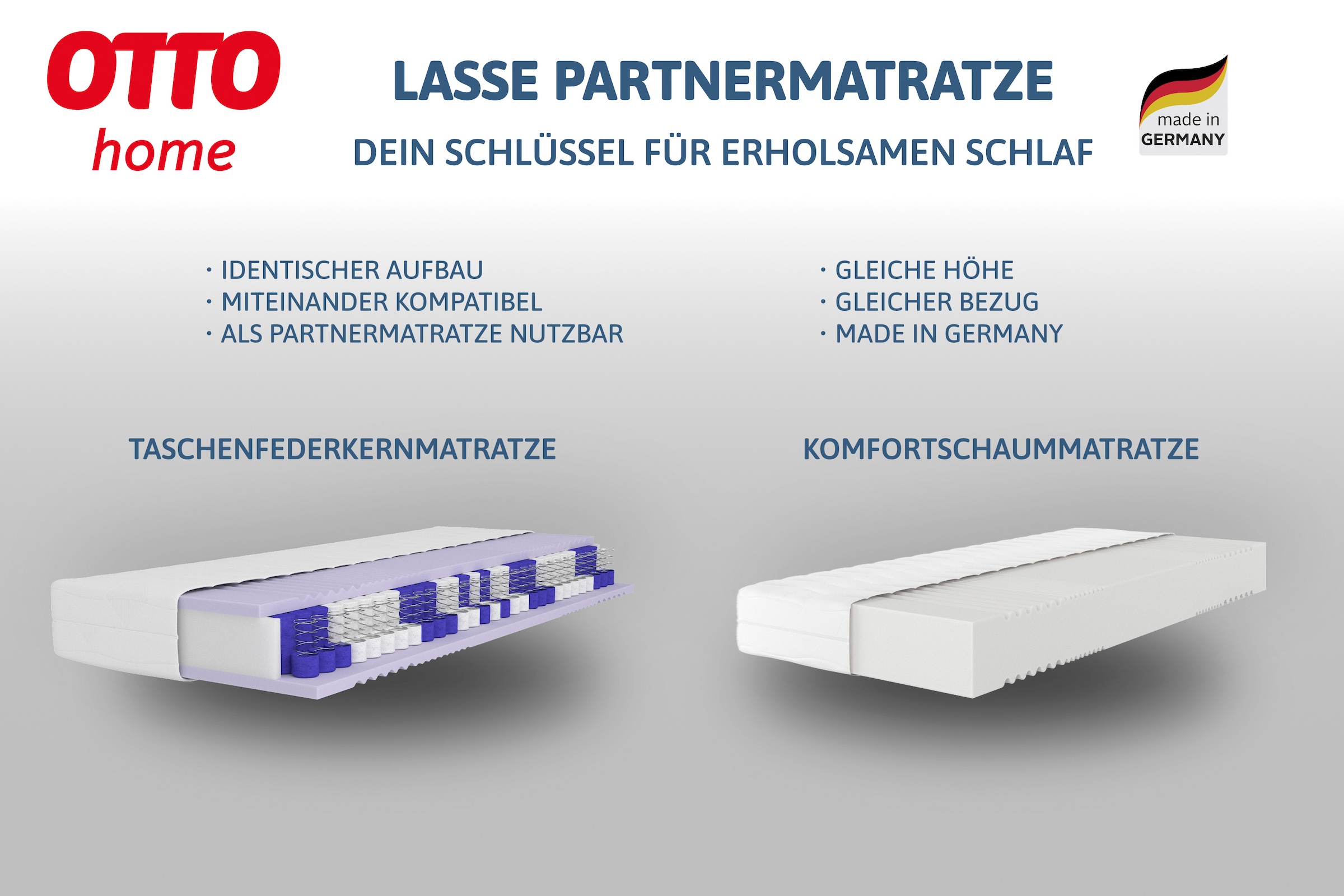 OTTO home Komfortschaummatratze »Lasse, Matratze 90x200 cm, 140x200 cm & weitere Größen, in H2-H4« 22 cm hoch 1 Stk. tlg. Stiftung Warentest "GUT (2,3)", getestet in 90x200, Härtegrad 4