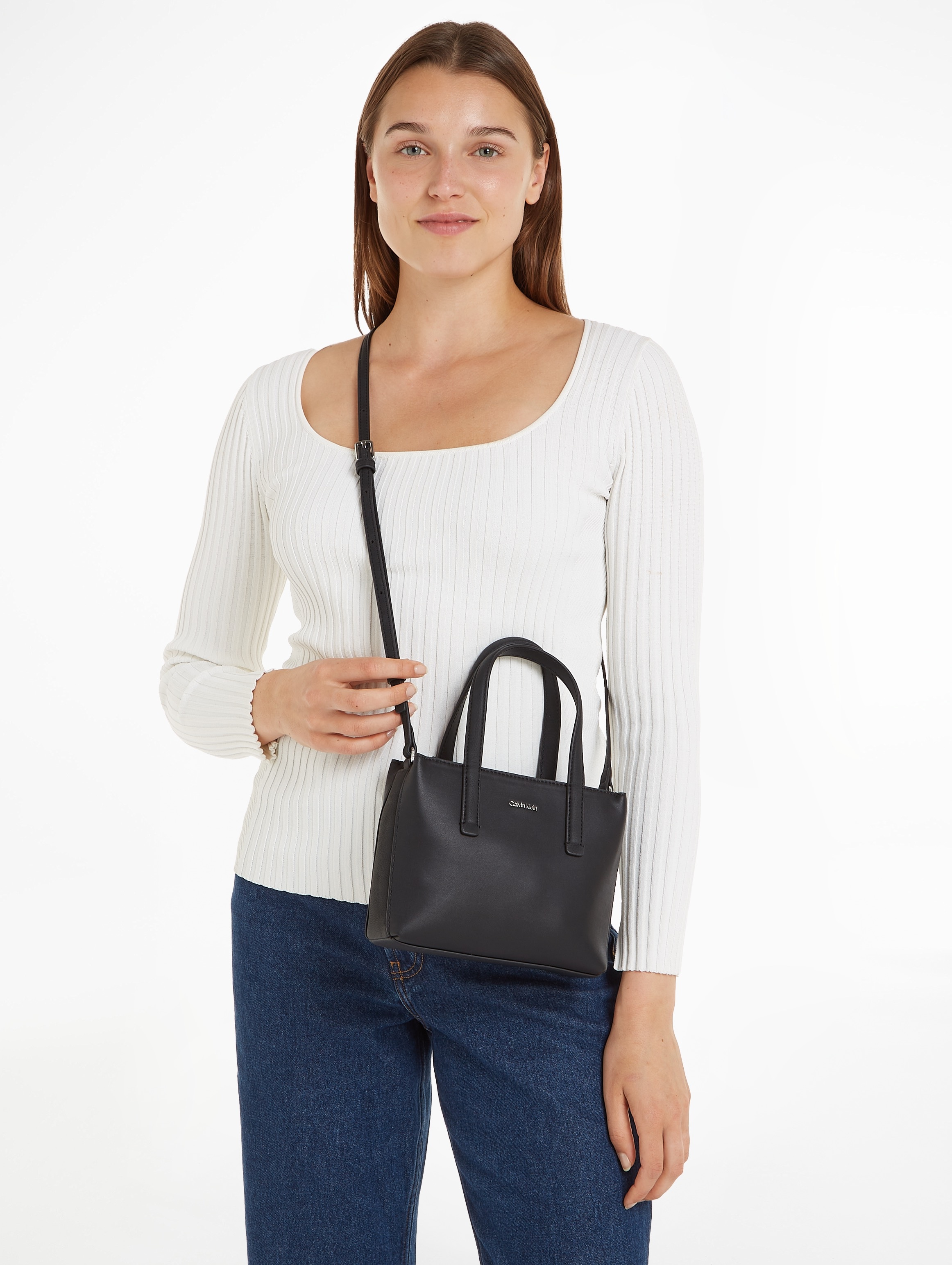 Calvin Klein Shopper »CK MUST MINI TOTE_PU/NUBUCK«, Handtasche Damen Henkeltasche Tasche Damen Schultertasche