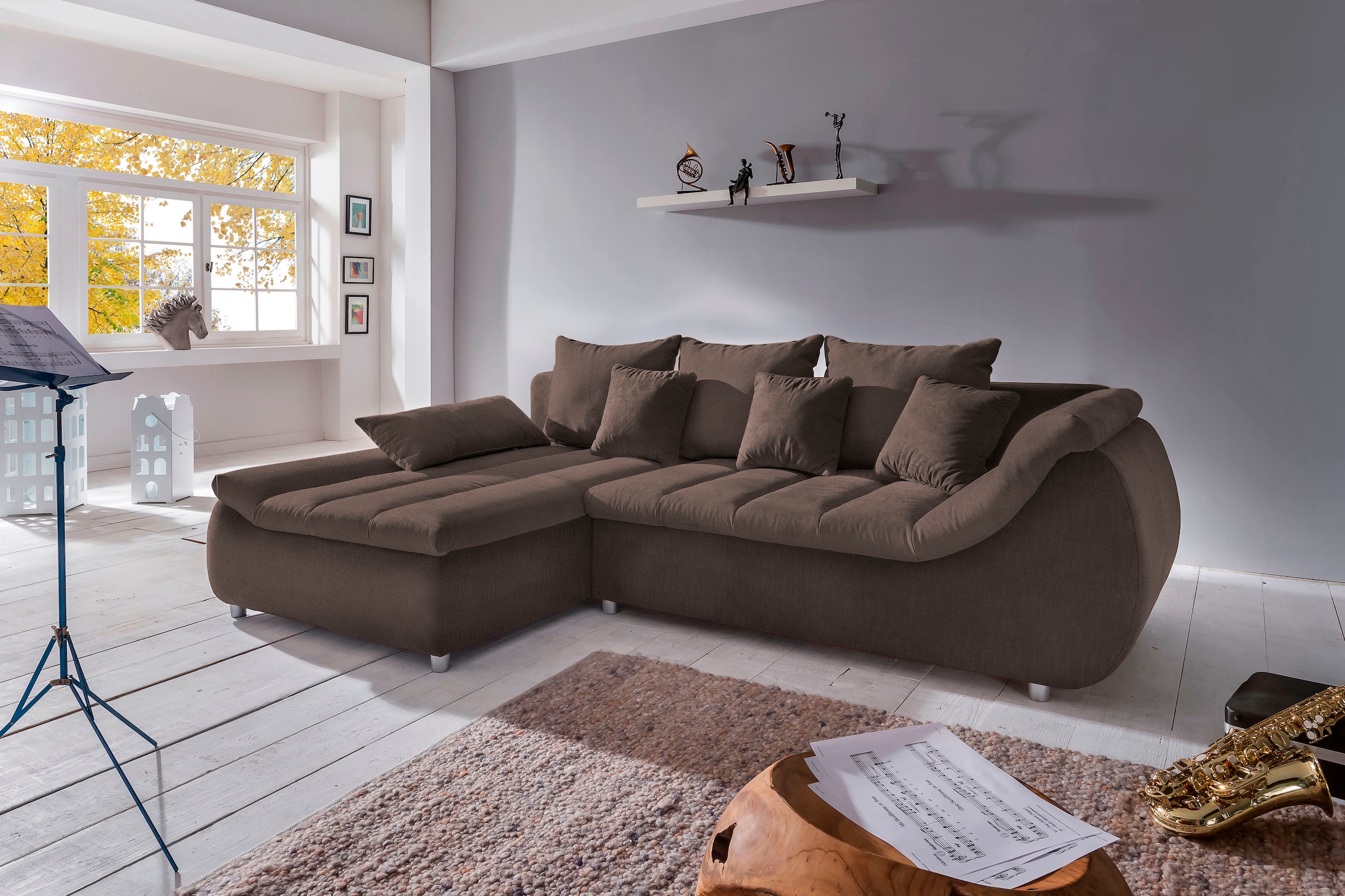 Home affaire Ecksofa "Imola, bequem, aktuelle Steppung im Sitz, L-Form, Breite 270cm" wahlweise mit Bettfunktion, OTTOs Choice