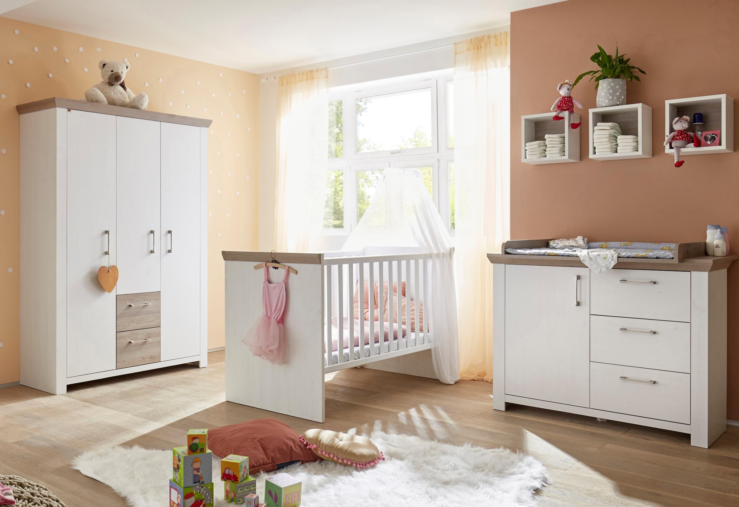 Mäusbacher Babyzimmer-Komplettset »Stralsund«, (Set, 3 St., Bett, Wickelkommode, Schrank)