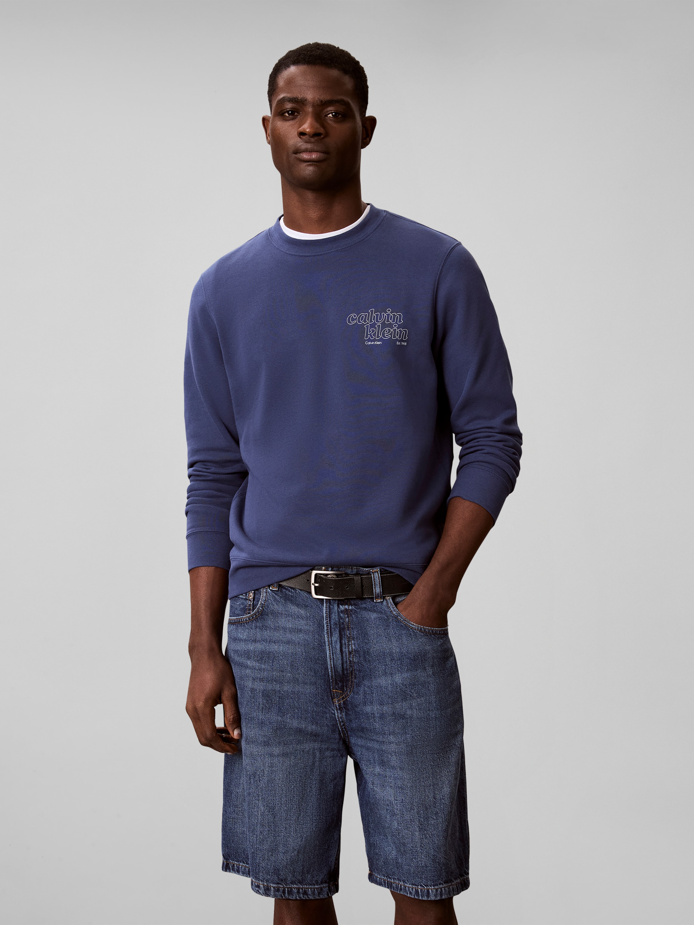 Calvin Klein Sweatshirt , Rundhalsausschnitt, Brustdruck, reine Baumwolle
