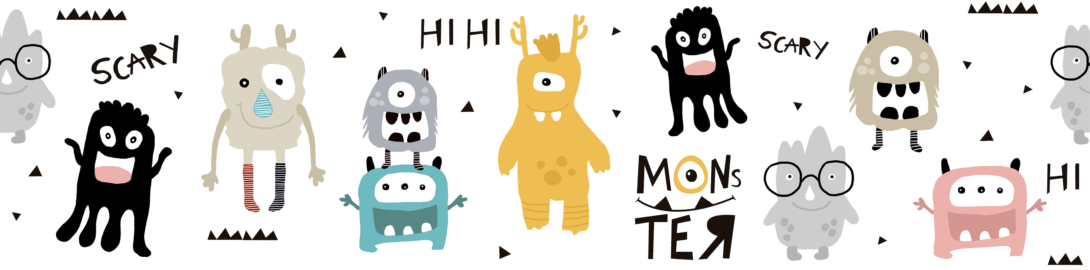 A.S. Création Bordüre "Monster Party" Motiv abstrakt naturalistisch glatt Tapete Kinder Borte Wohnzimmer Schlafzimmer Küche Design Kinderzimmer