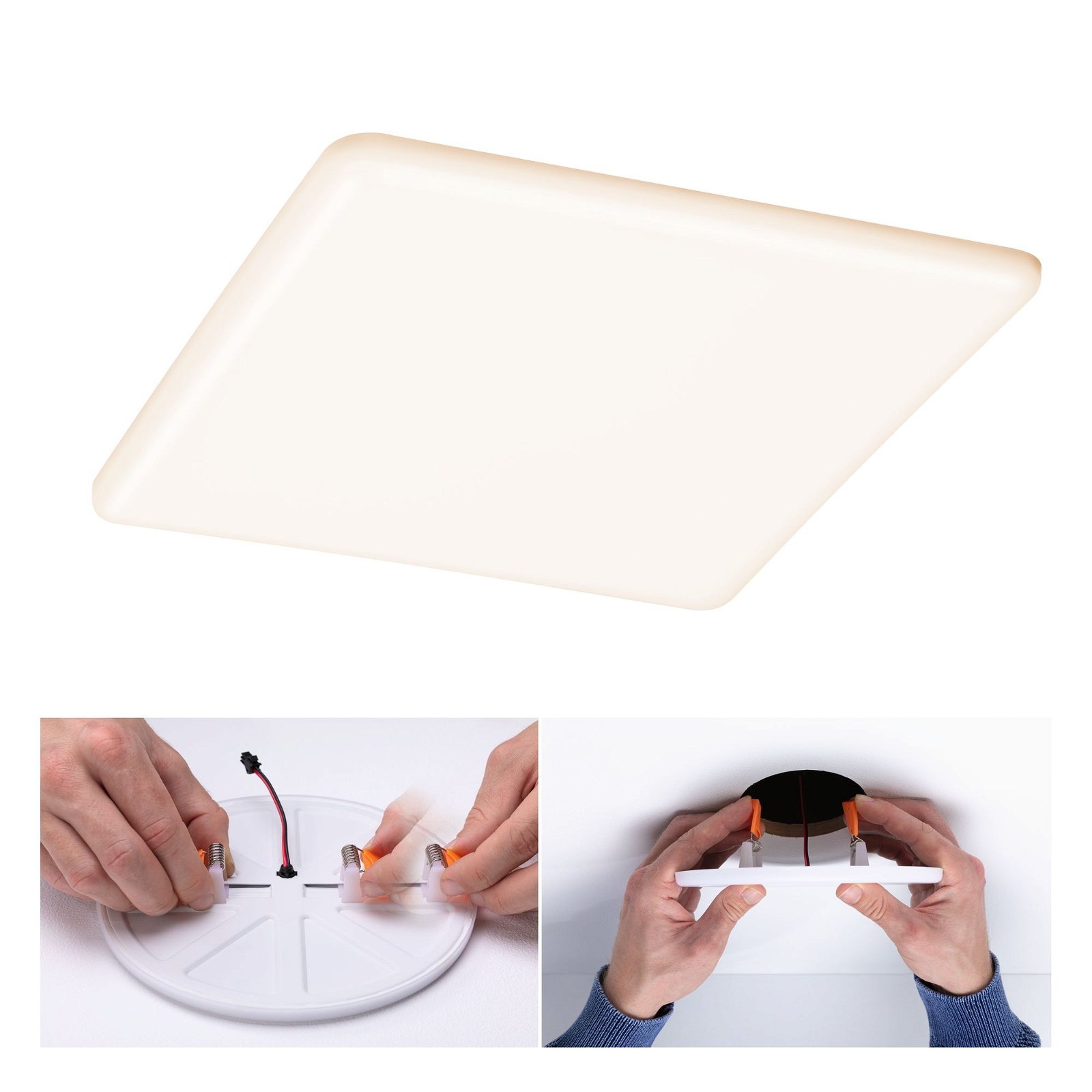 Paulmann LED Einbauleuchte »VariFit Veluna IP44 eckig 215x215mm 21W 1650lm 3000K Satin 3-Step-Dim«, 1 flammig, Einbaupanel, dimmbar