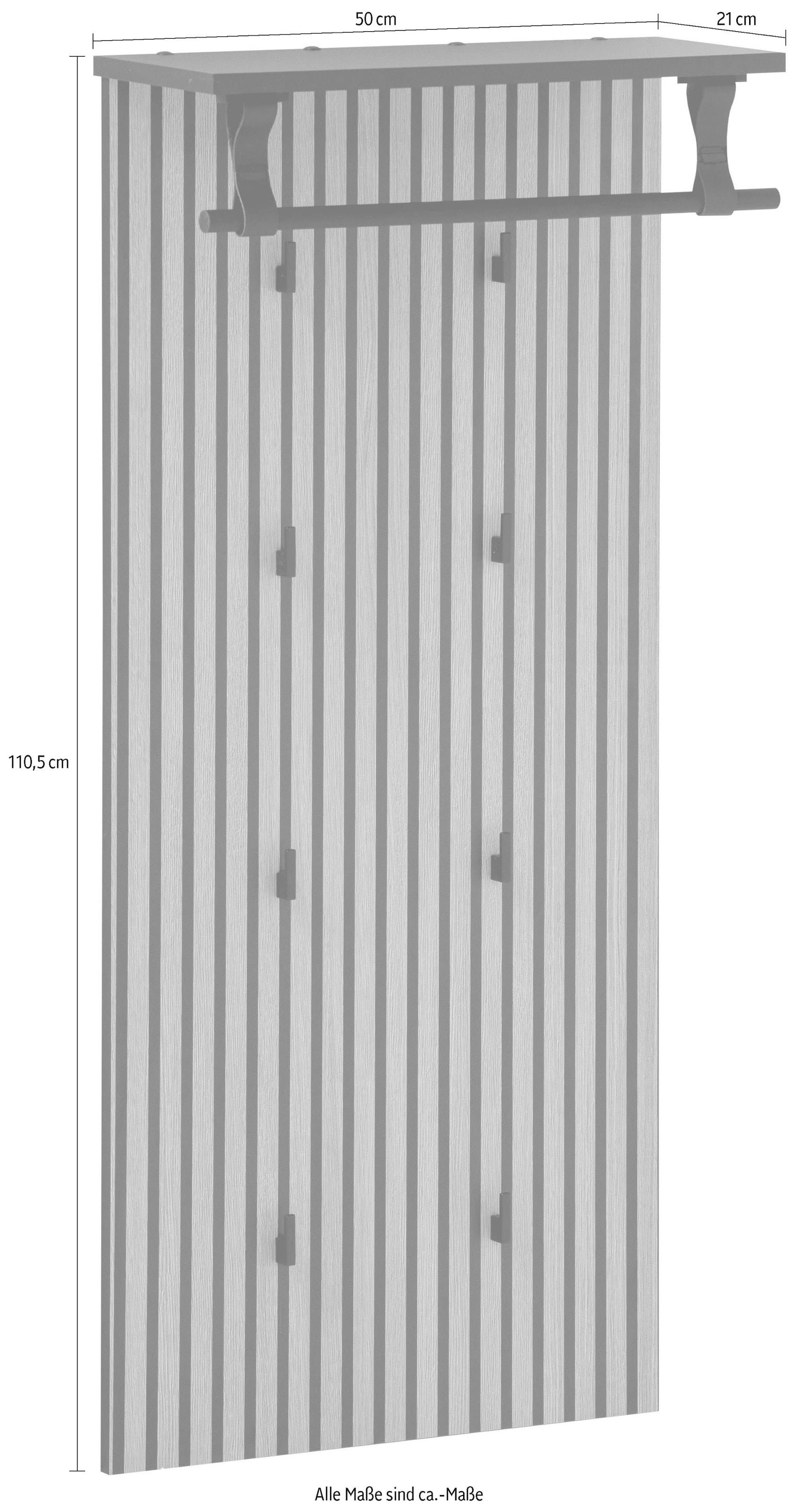 Schildmeyer Garderobenpaneel »Loft, Breite 50 cm«, Akustikprint, 8 Kleiderhaken