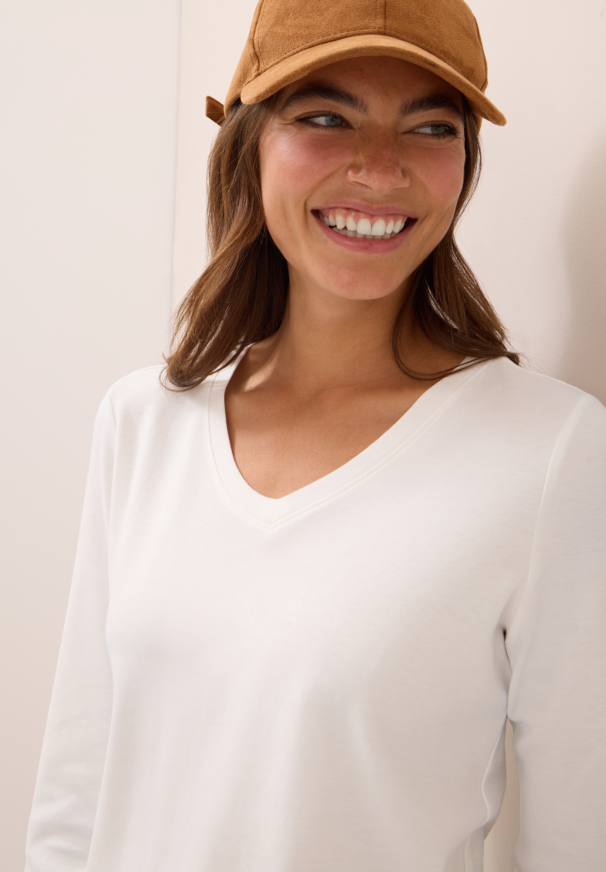 Cecil 3/4-Arm-Shirt, mit V-Ausschnitt, unifarben