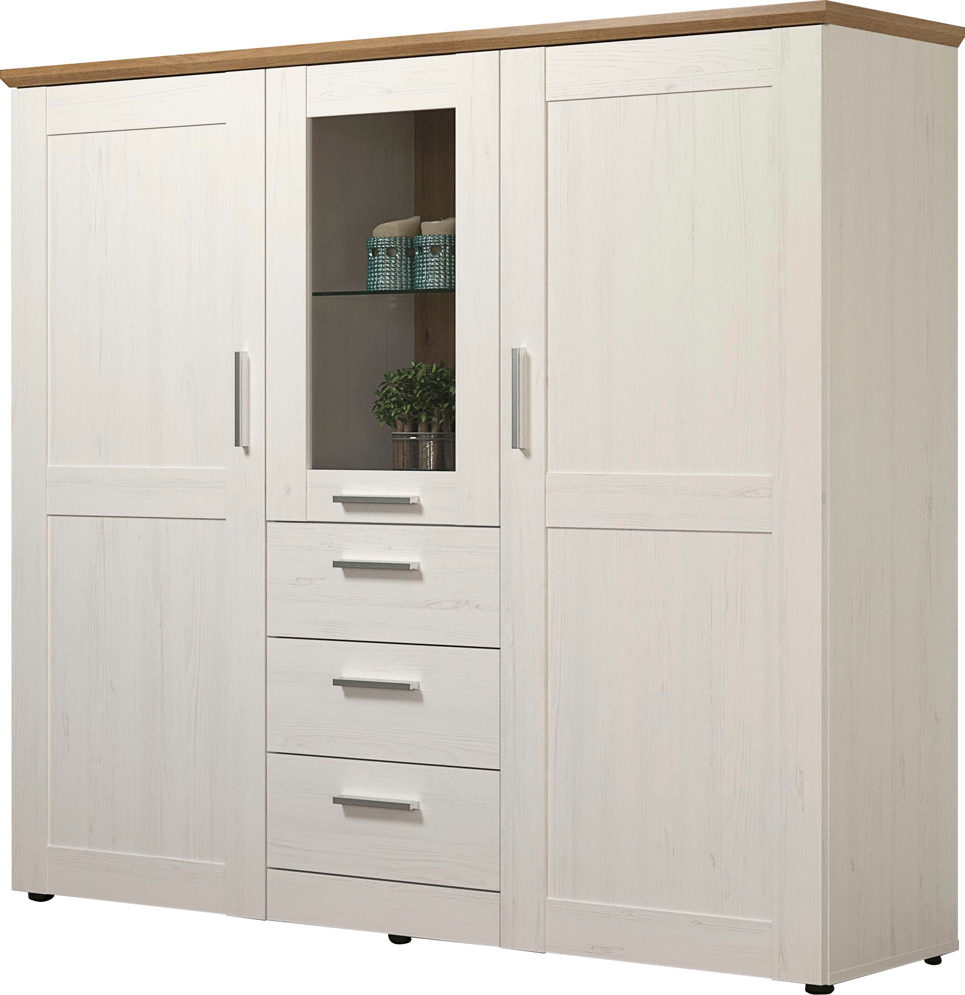 Home affaire Highboard "Nybro" Vitrine, wechselseitig montierbarer Türanschlag, Breite 159 cm