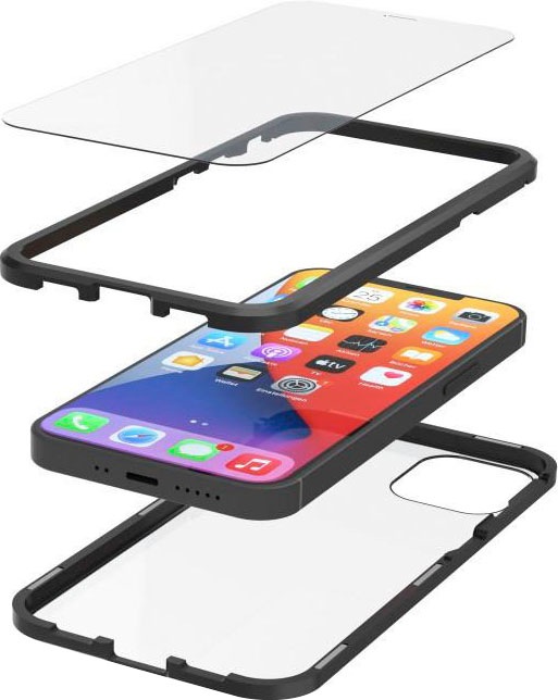 Hama Smartphone-Hülle »Handyhülle Cover für Apple iPhone 12 mini, Schwarz/Transp.«, "Magnetic+Glas+Displayglas"