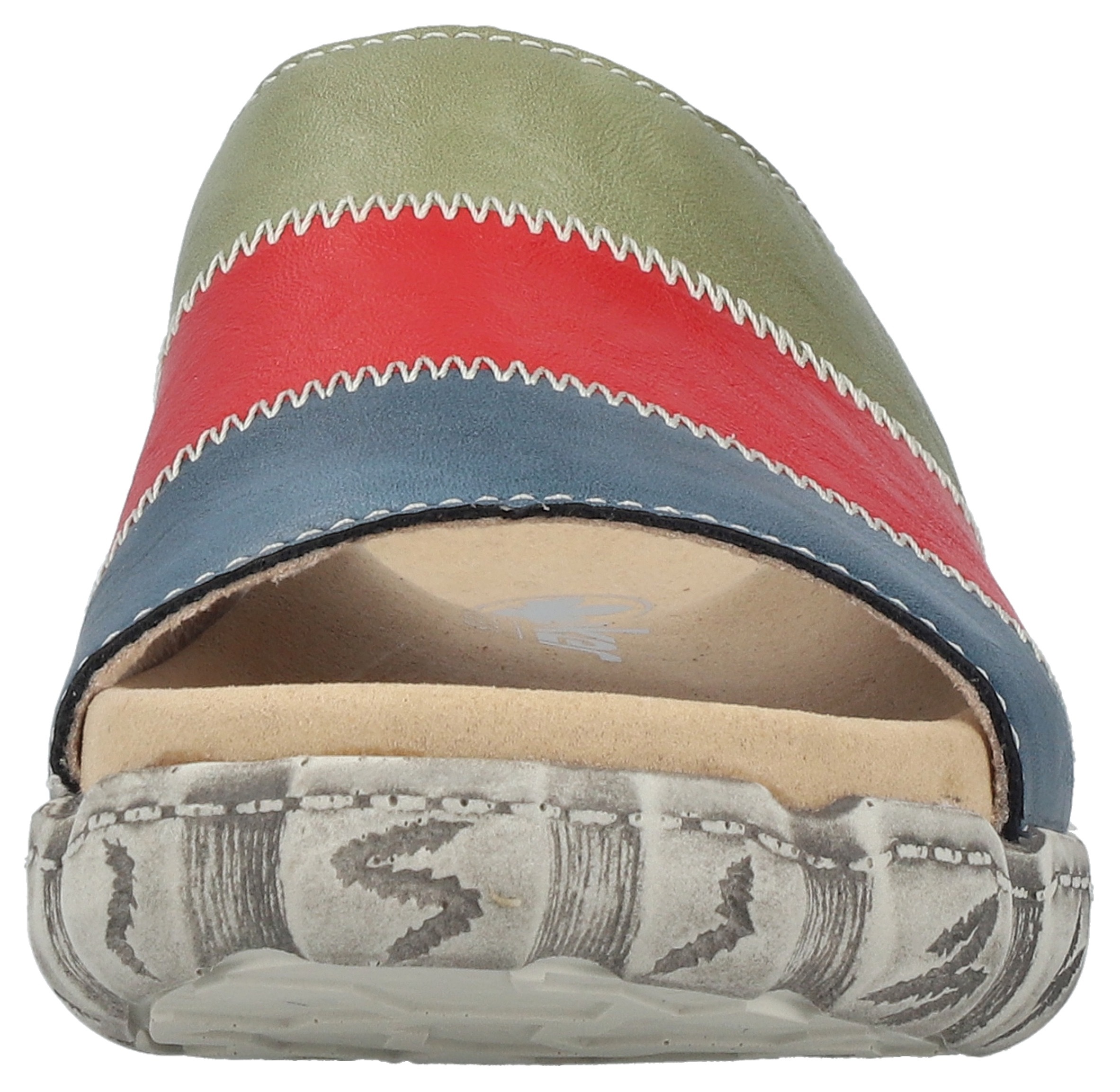Rieker Pantolette  Sommerschuh, Hausschuh in Patchwork-Optik