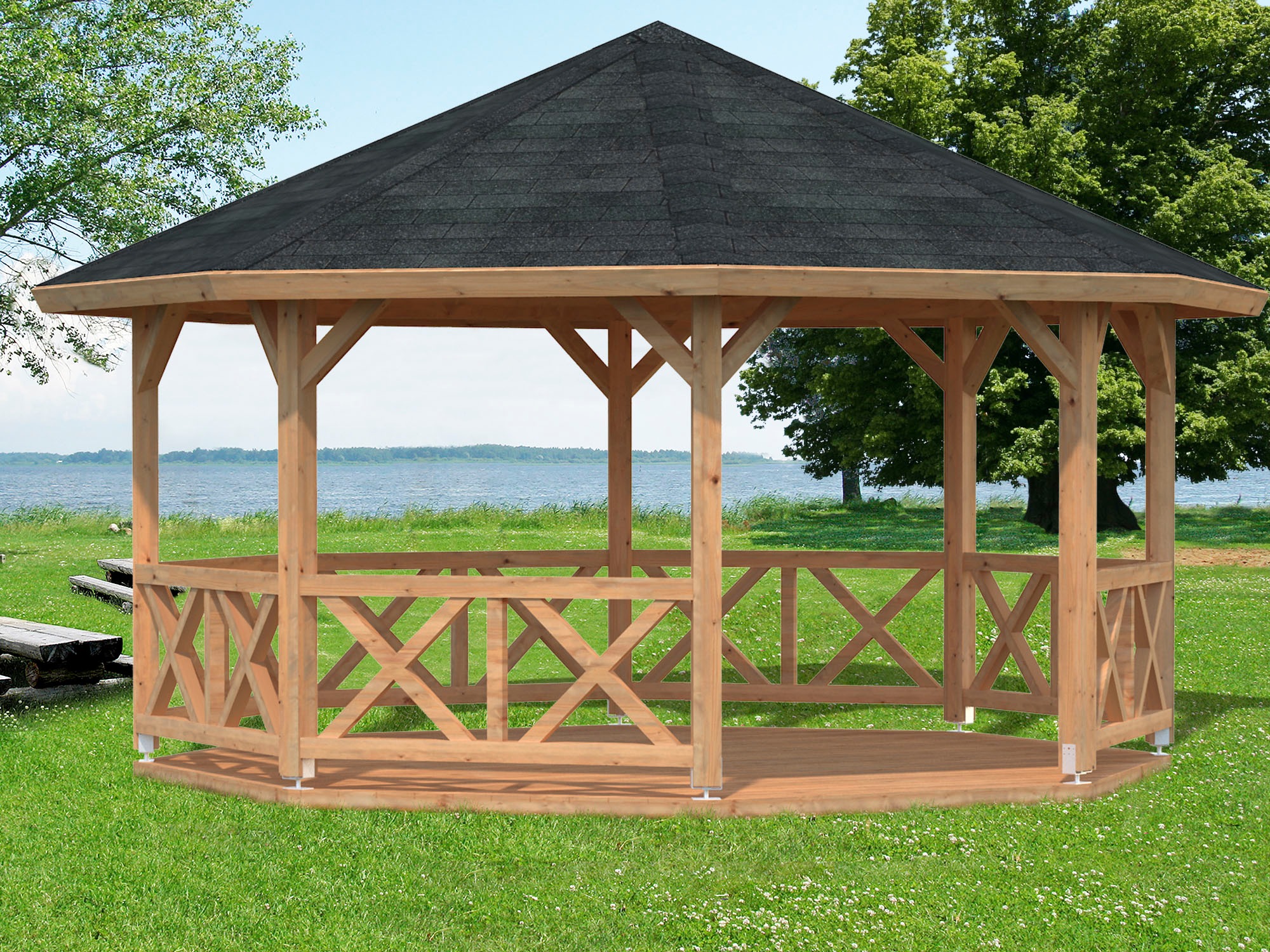 Palmako Holzpavillon »Betty«, BxT: 551x551 cm, hellbraun