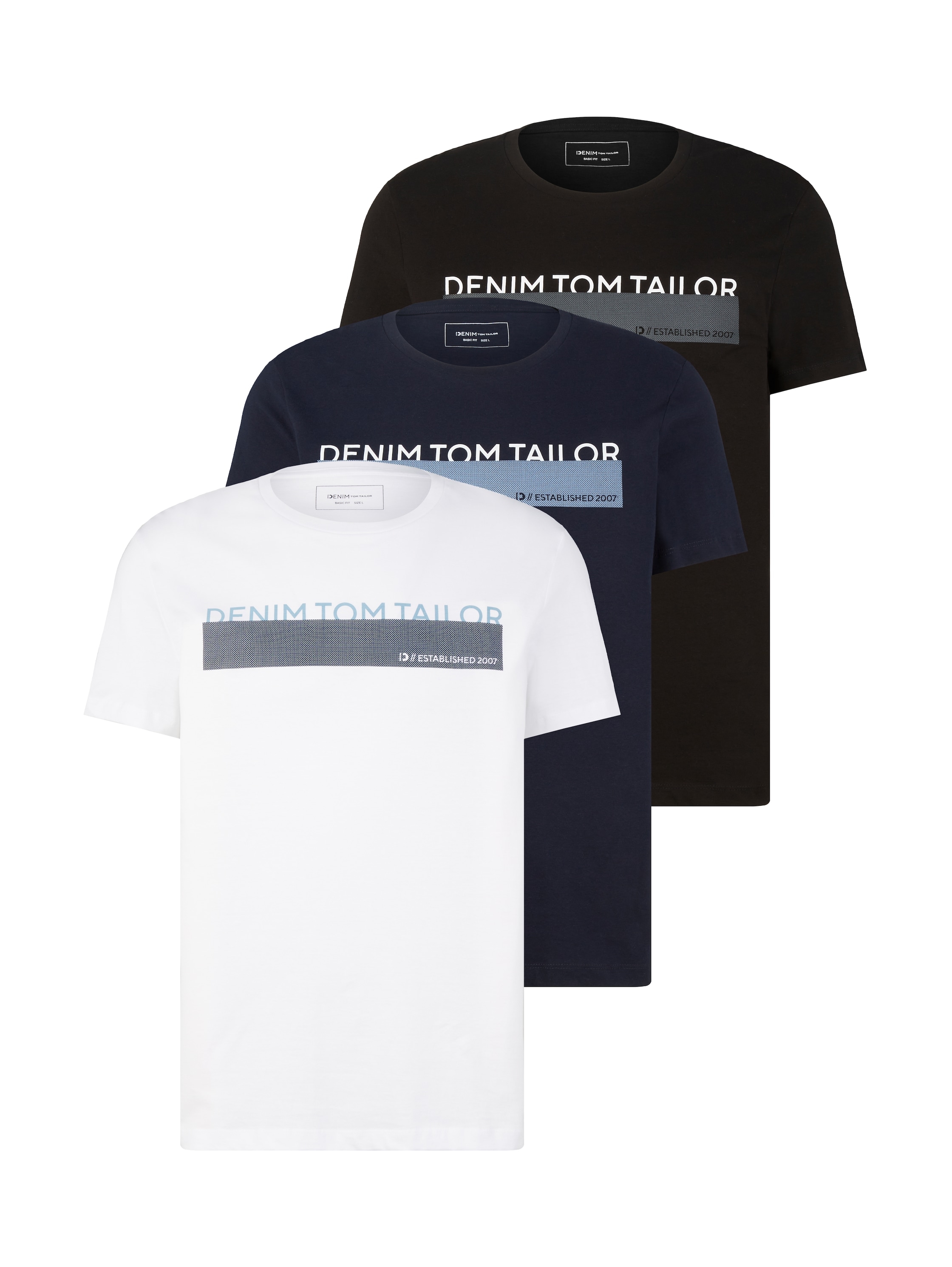 TOM TAILOR Denim T-Shirt Packung, 3 Stk. in verschiedenen Farben günstig online kaufen