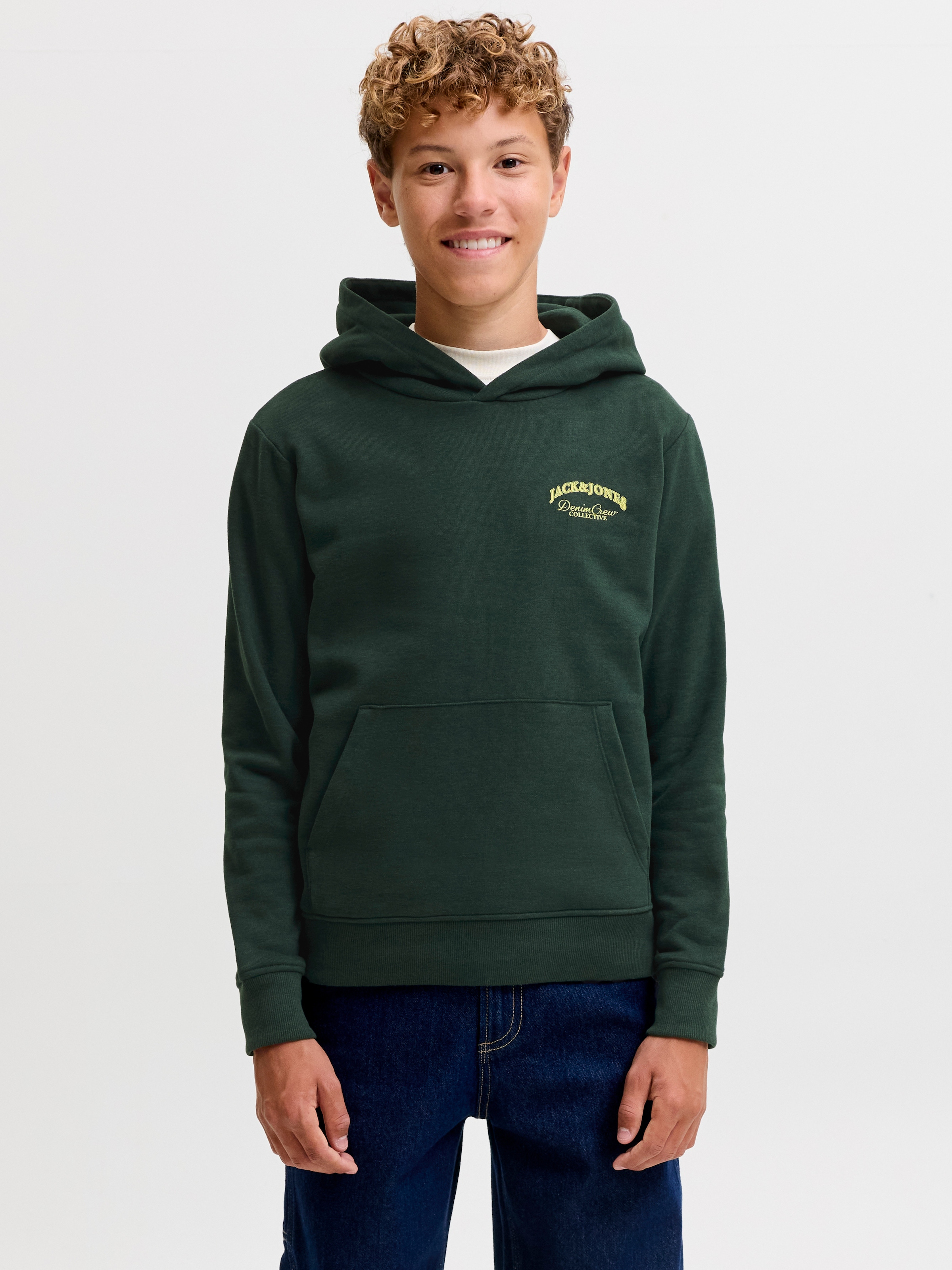 Jack & Jones Junior Kapuzensweatshirt "JJEBRANDES BACKP RELAXED SWEAT H SN JNR", Baumwollmischung, relaxed fit