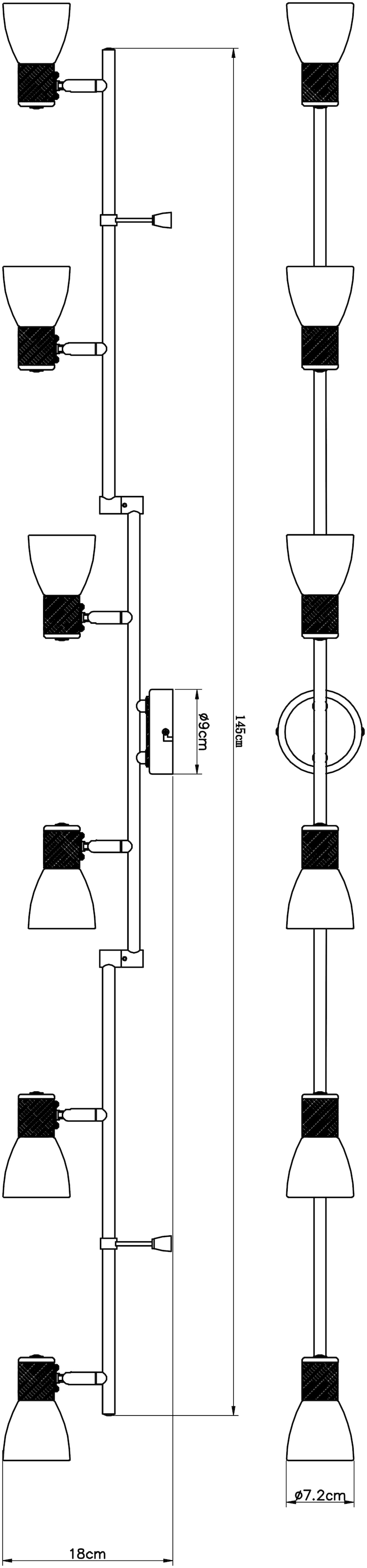 GLOBO LIGHTING Deckenspot »GYLFI« E14 1 Stk. Strahler Nickel/Holz, Glas opal/gestreift, E14