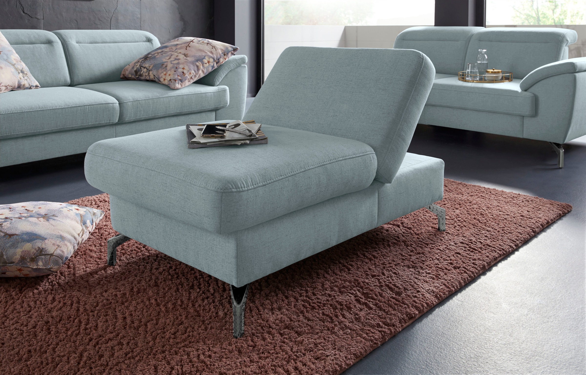 sit&more Hocker »Percy« Fußhöhe 15cm, mit Klappfunktion, wahlweise in 2 Fußfarben