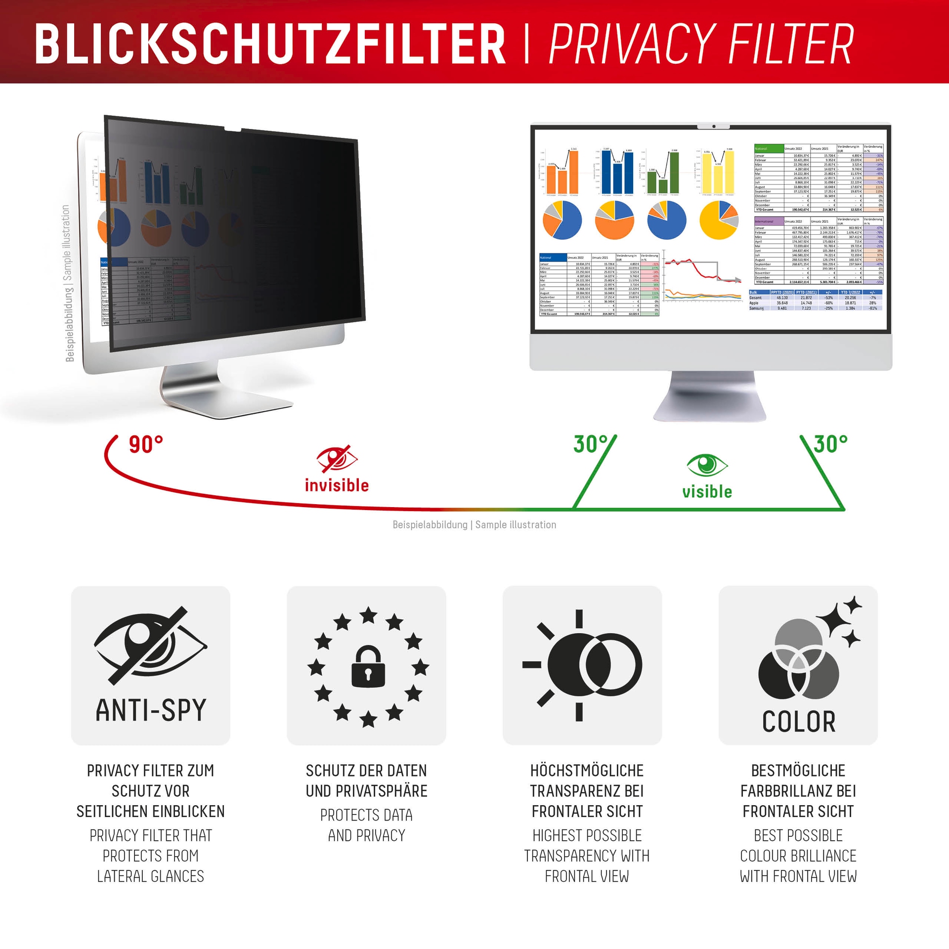 Displex Displayschutzfolie »Privacy Safe Blickschutzfilter«, für Apple iMac 24 M1-Apple iMac 24 M3-Apple iMac 24 M4, Blickschutzfolie, Schutzfolie, Bildschirmschutz, kratz- & stoßfest