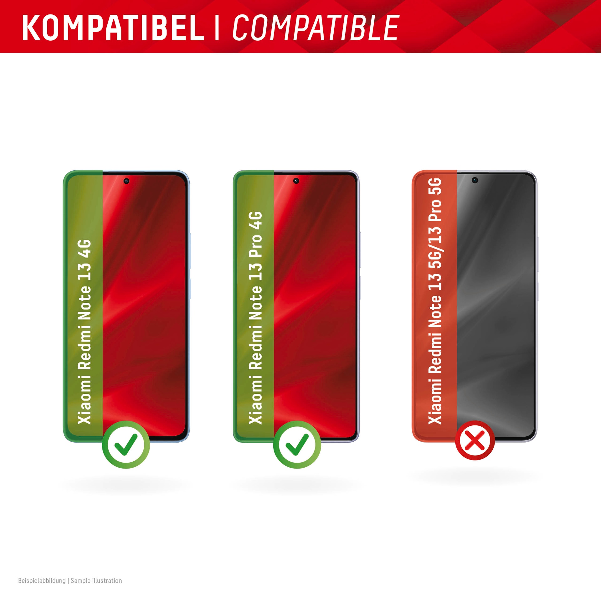 Displex Displayschutzglas »Real Glass«, für Xiaomi Redmi Note 13 4G-Xiaomi Redmi Note 13 Pro 4G, (1 St.), Bildschirmschutz, Displayschutzfolie,Einfach anbringen,kratz-&stoßfest