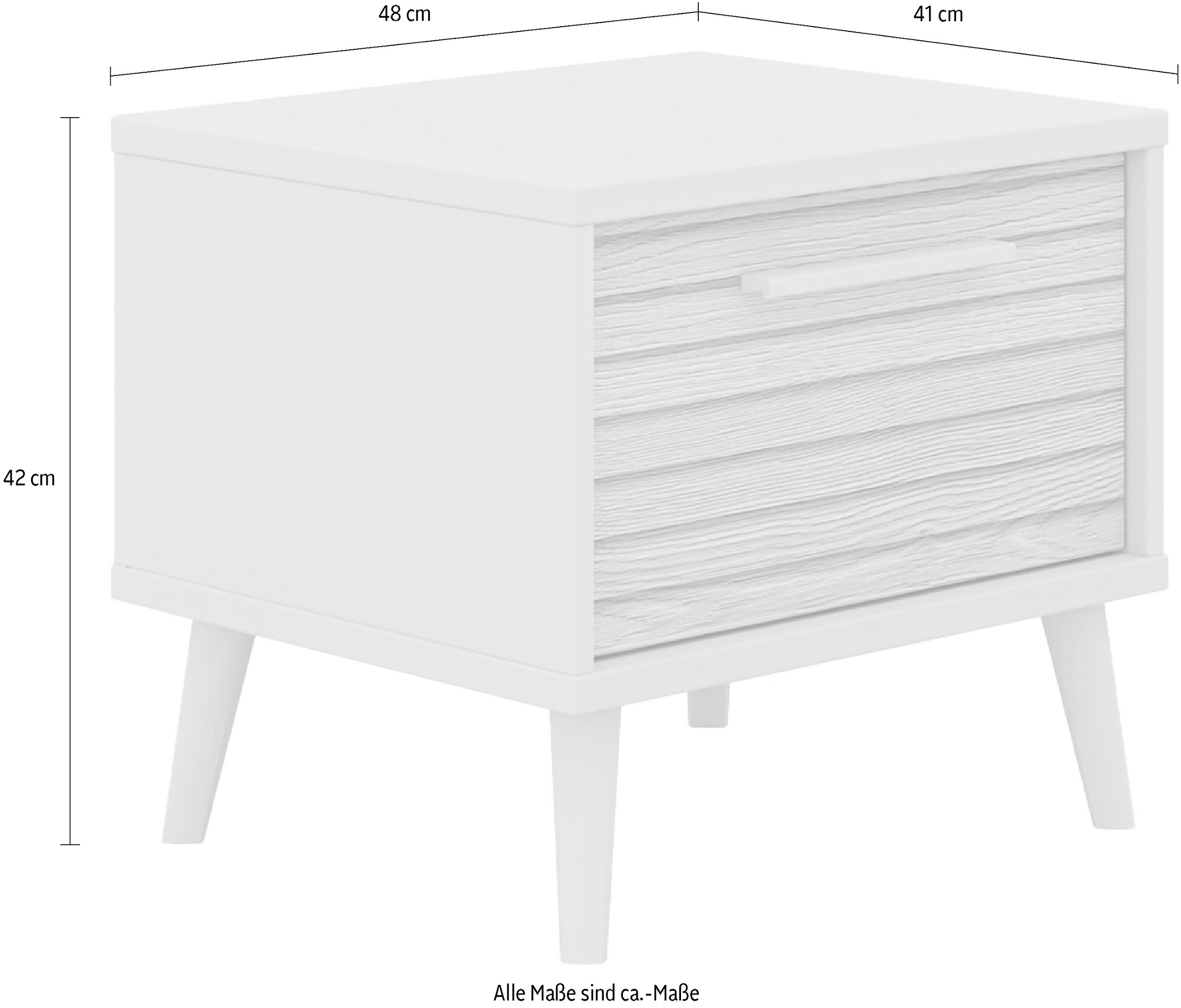 PAIDI Nachtkommode »EEFJE, Nachttisch in modernem Design, Cashmere-Beige mit Groovy-Oak«, (B/H/T ca. 48x43x41cm), mit Schublade
