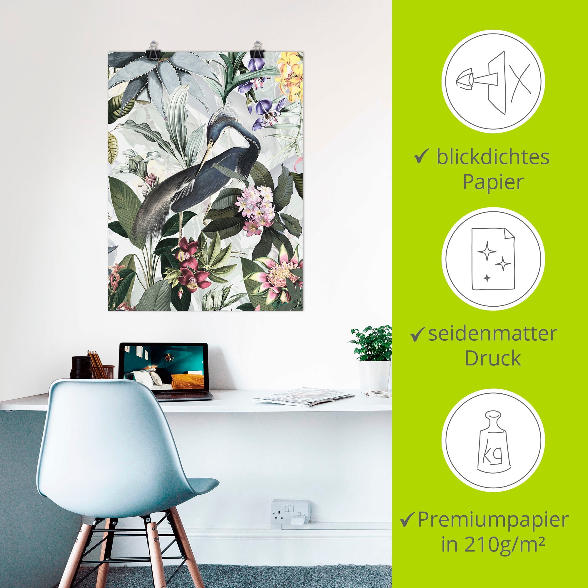 Artland Wandbild »Vintage Kranich« Vogelbilder 1 Stk. tlg. als Alubild, Outdoorbild, Leinwandbild, Poster in verschied. Größen