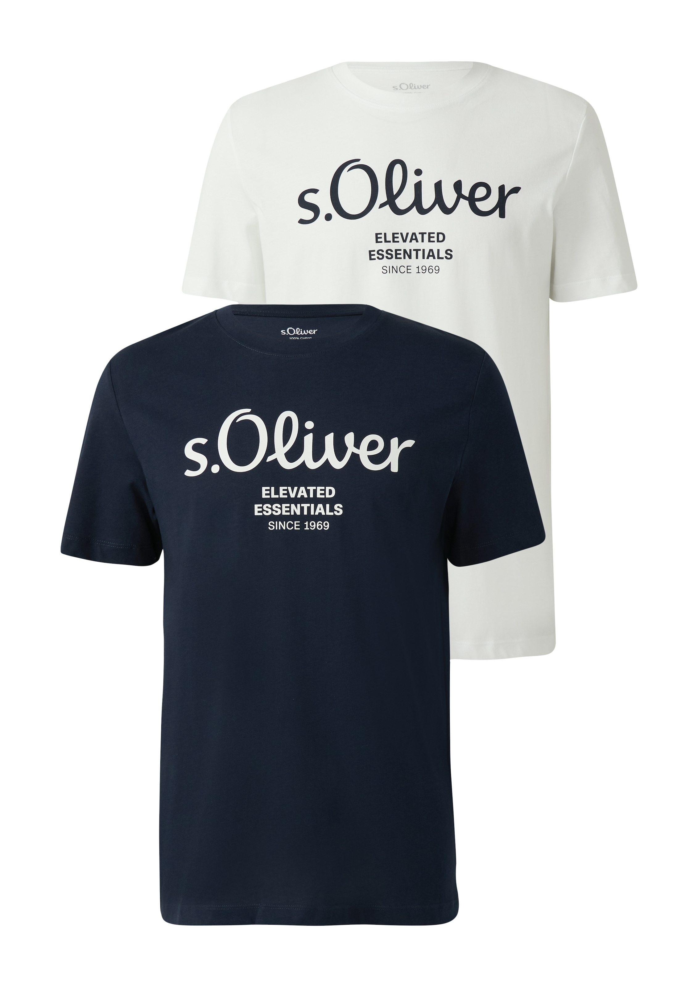 s.Oliver T-Shirt, 2 Stk. mit großen Logo-Print, im 2er Pack günstig online kaufen