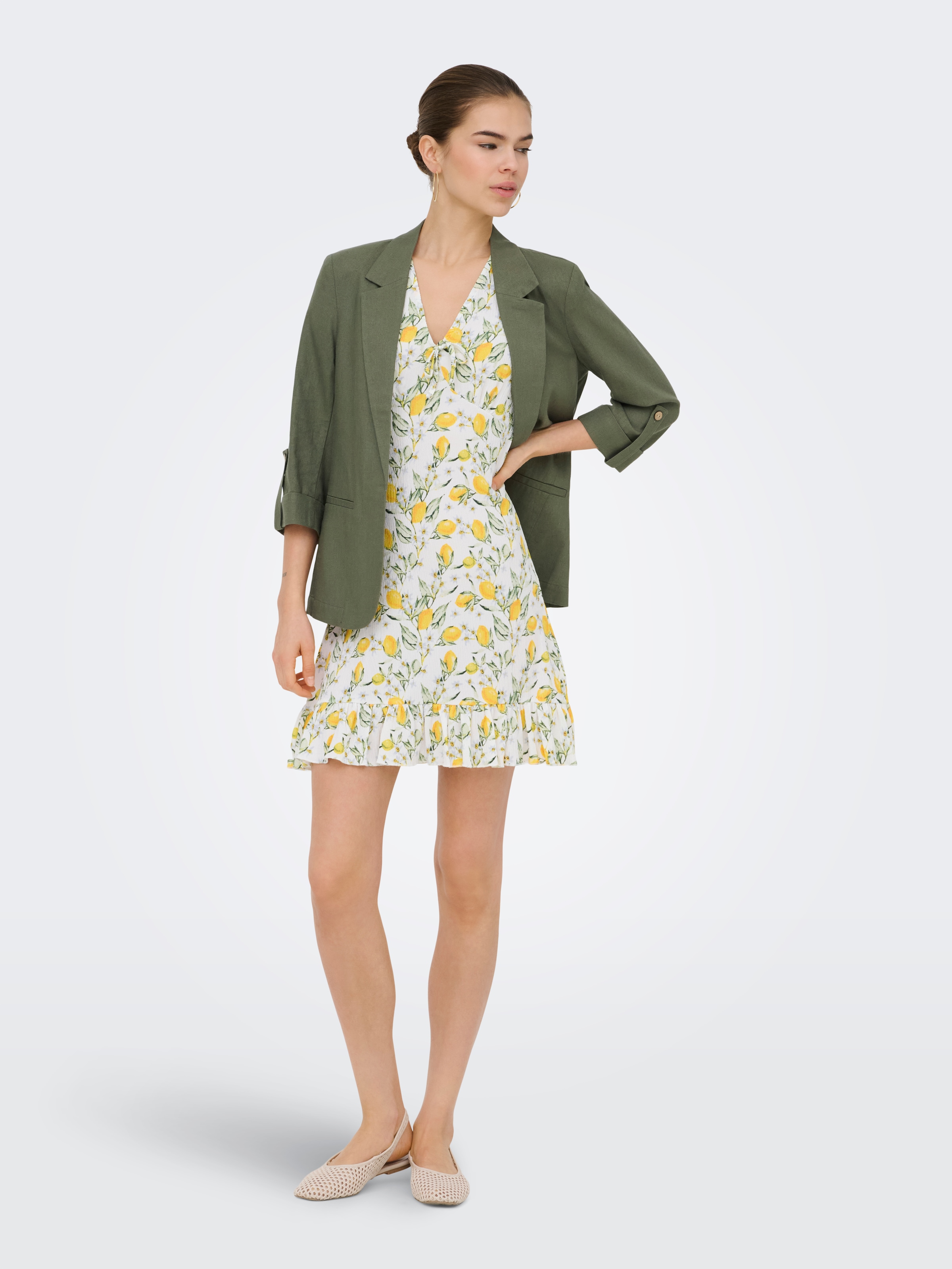 ONLY Kurzblazer »ONLGOA 3/4 UNLINE LINEN BL BLAZER CC TLR« mit Leinen, 3/4 Ärmel mit Umschlag