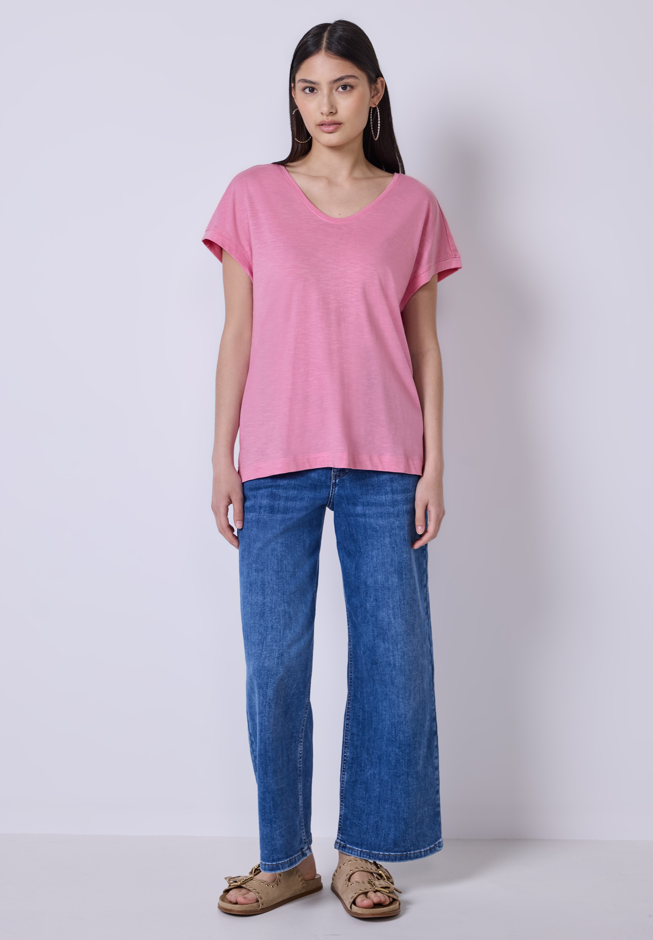 STREET ONE STUDIO V-Shirt, im soften Baumwoll-Mix
