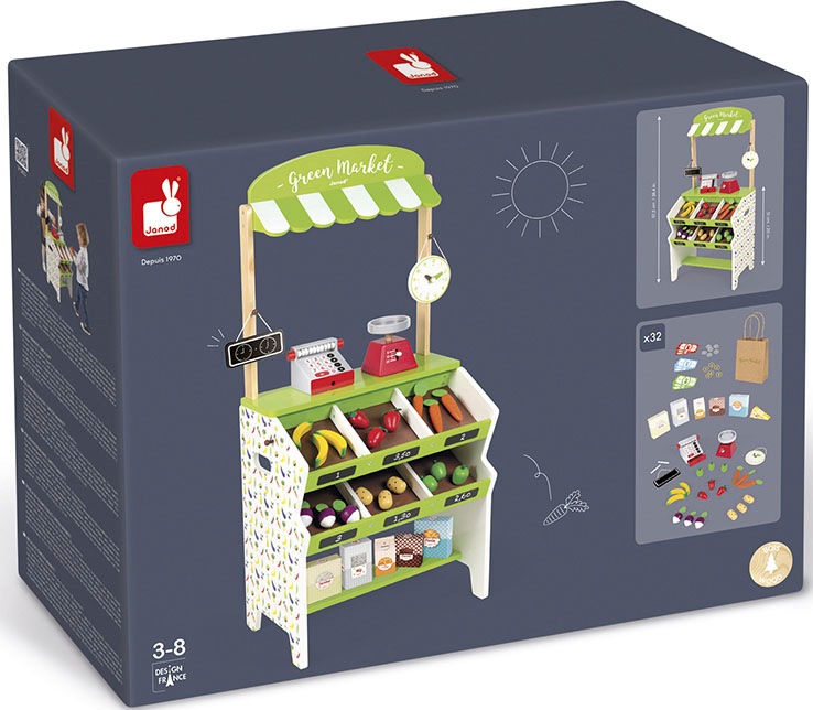 Janod Kaufladen »Kaufmannsladen Green Market«, (32 tlg.), inklusive viel Zubehör