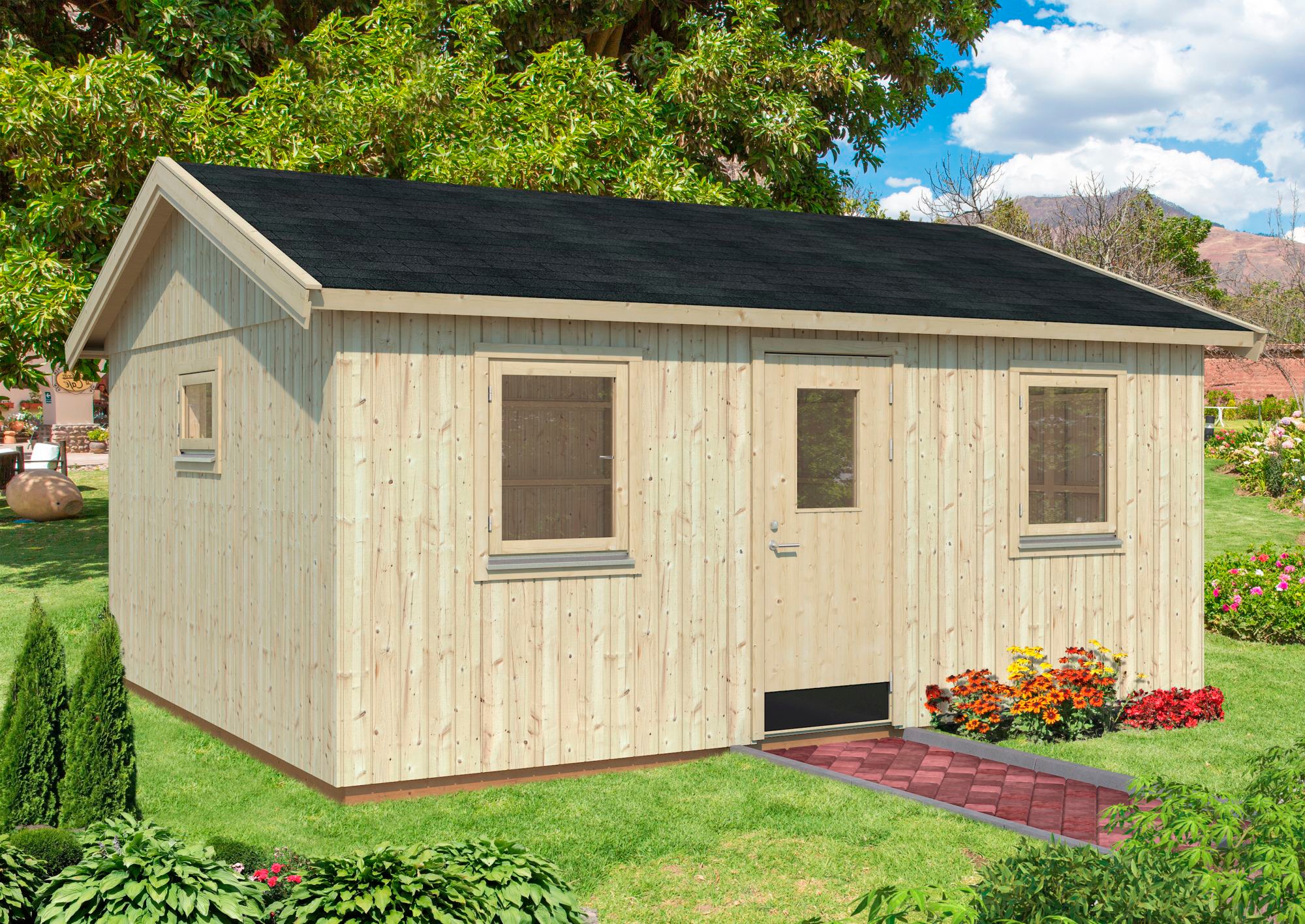 Palmako Gartenhaus »Nordic + Haus Pernilla«, inklusive Fußboden