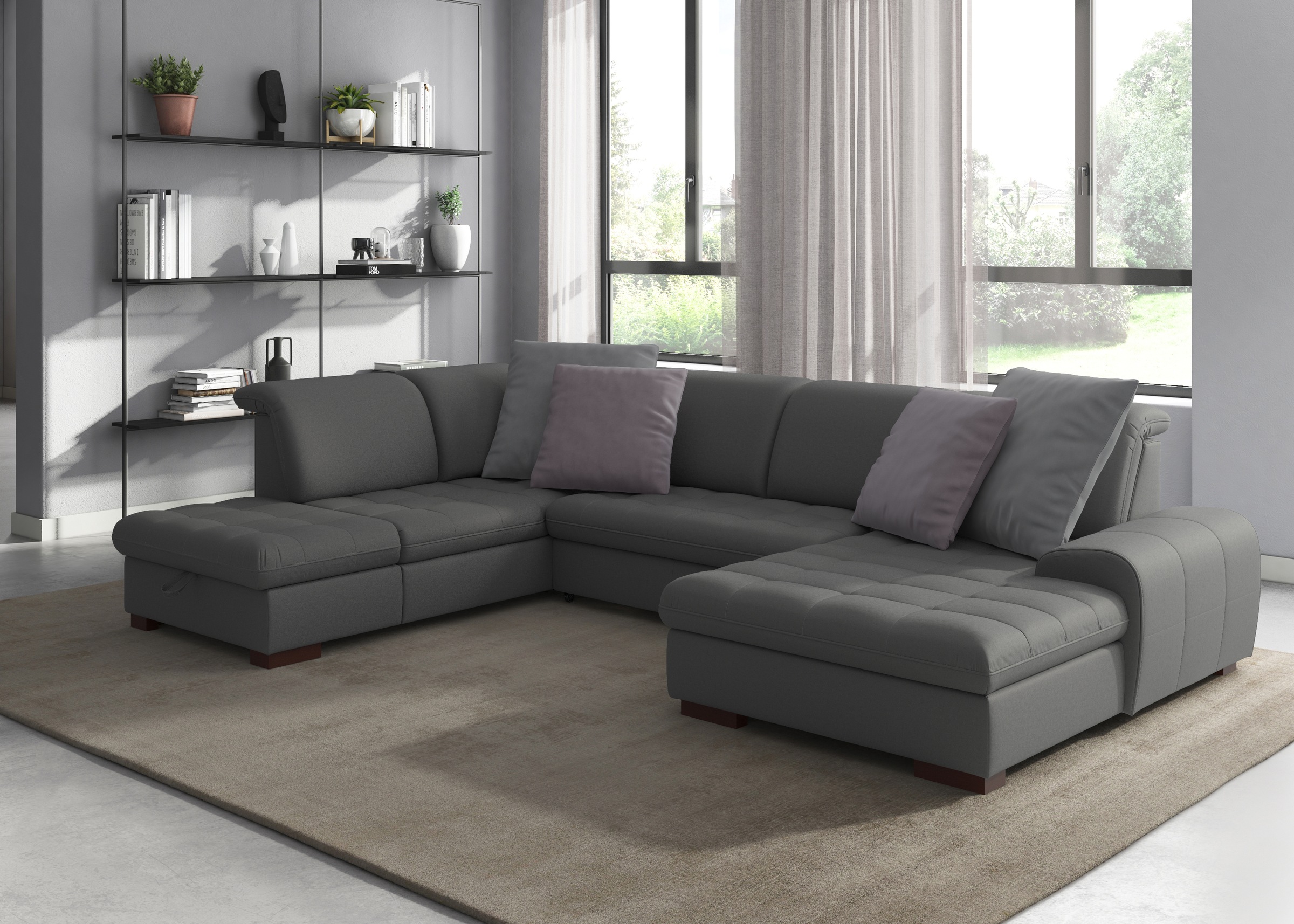 sit&more Wohnlandschaft "Luxor U-Form" wahlweise mit Schlaffunktion, Bettkasten und Kopfteilverstellung