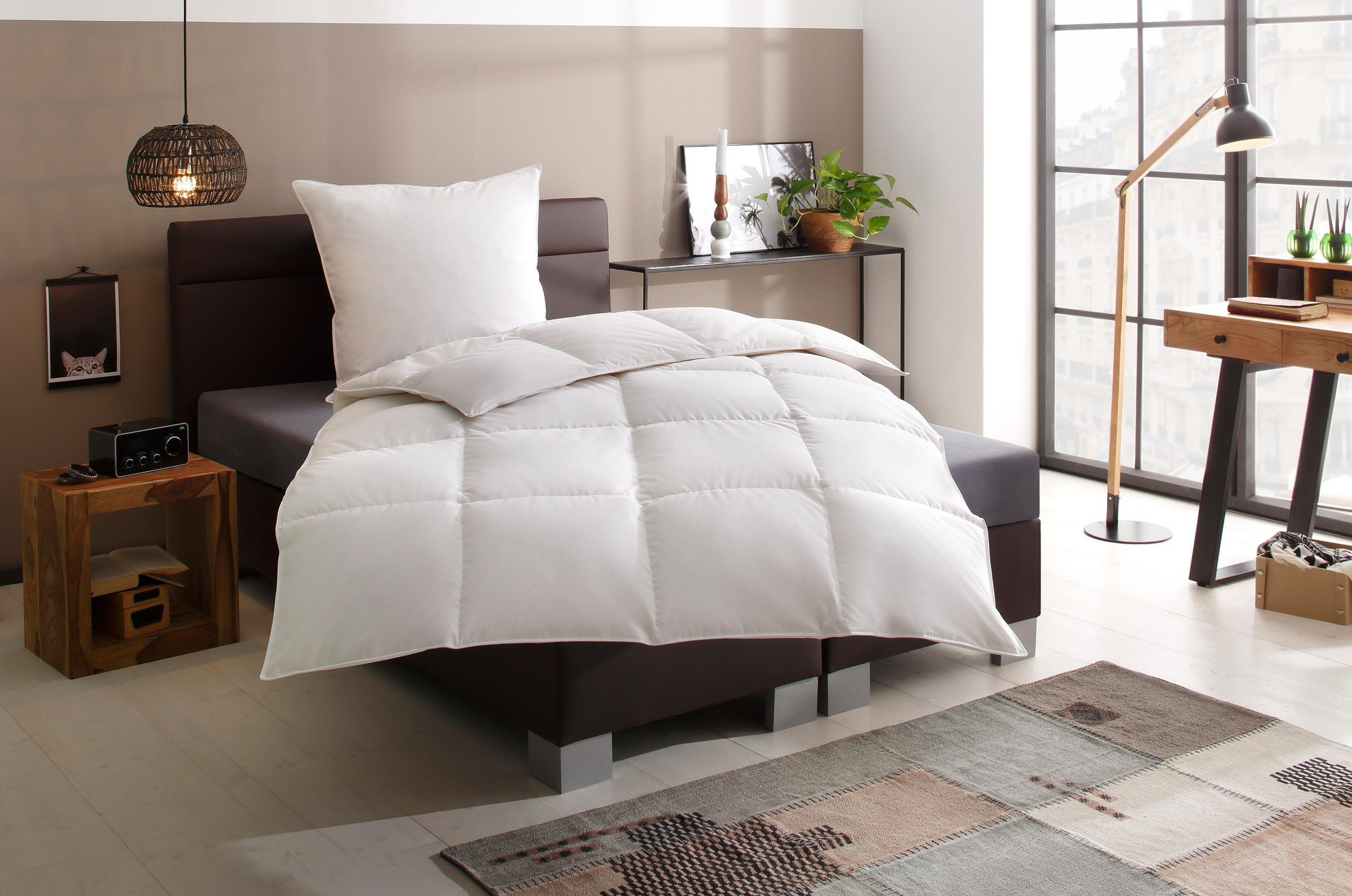 OTTO home Daunenbettdecke + 3-Kammer-Kopfkissen "Lasse, Bettdecke 135x200 cm, 155x220 cm, Made in Green" 2-tlg., Set mit Kissen 40X80 cm, 80x80 cm, allergikerfreundlich