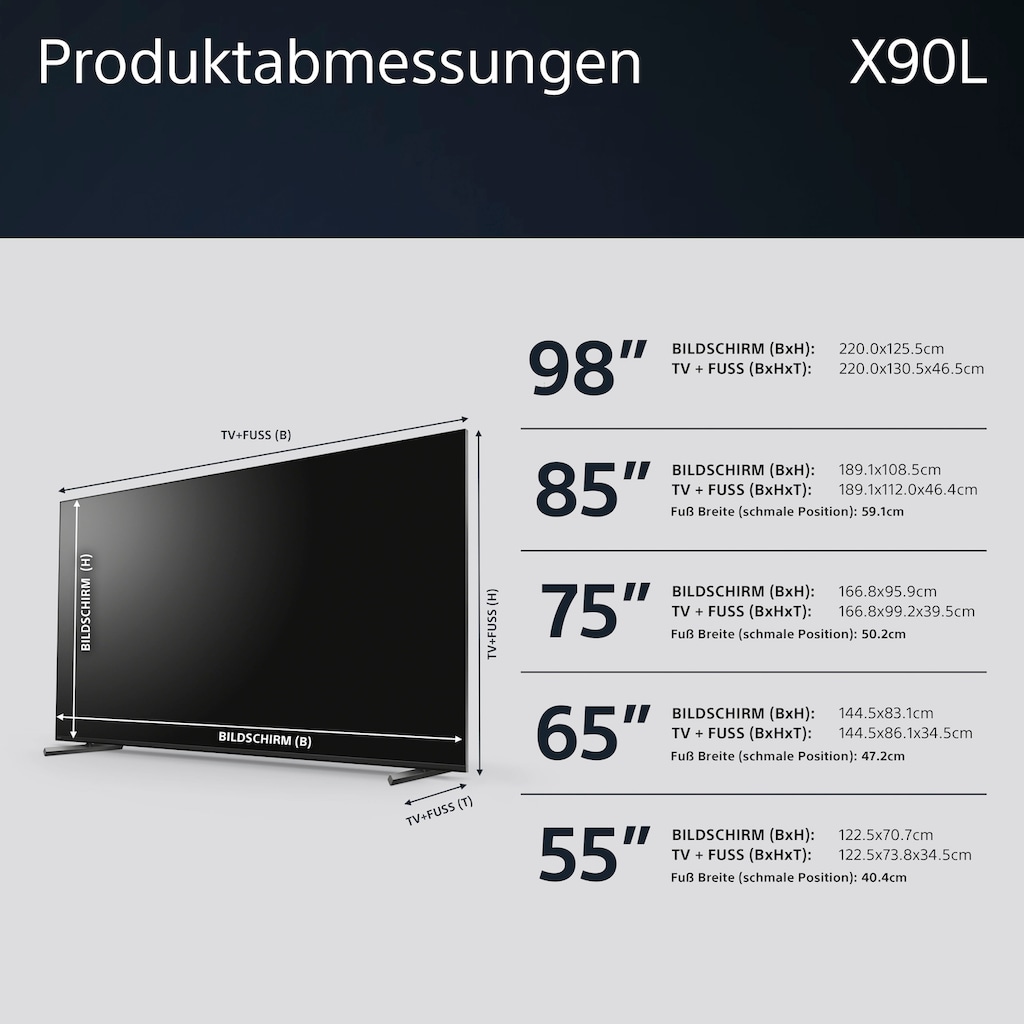 Sony LED-Fernseher »XR-55X90L«, 139 cm/55 Zoll, 4K Ultra HD, Android TV-Google TV-Smart-TV, TRILUMINOS PRO, BRAVIA CORE, mit exklusiven PS5-Features